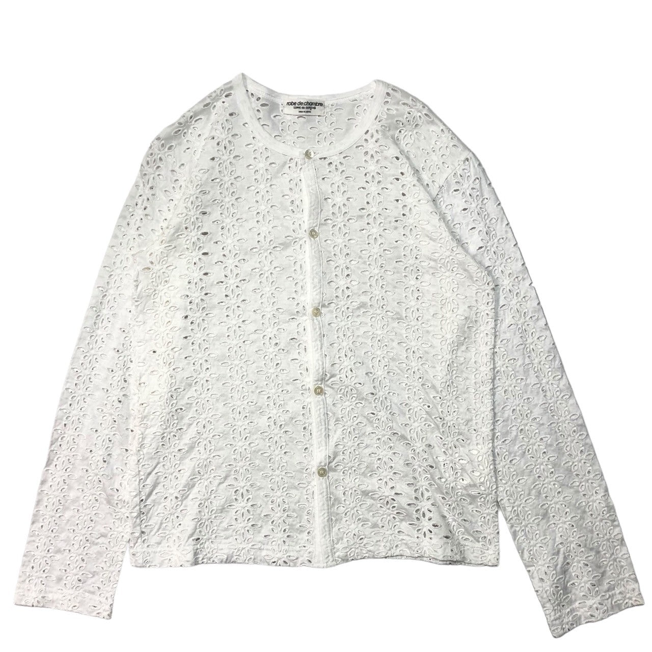 robe de chambre COMME des GARCONS(ローブドシャンブルコムデギャルソン) 90'sフラワーカットワークコットンカーディガン/本人期/川久保玲 RT-100210 SIZE FREE ホワイト AD1998