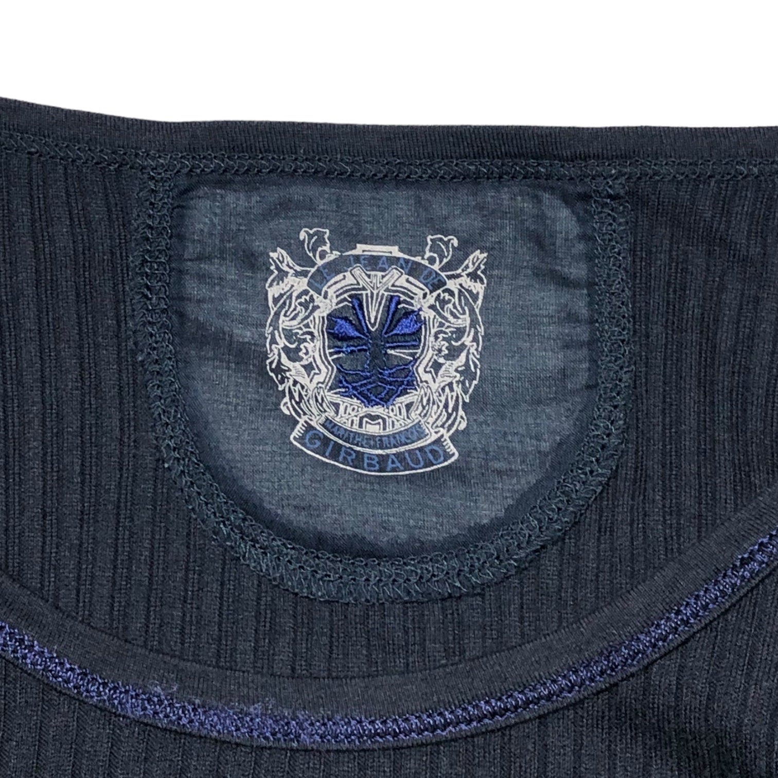 MARITHE FRANCOIS GIRBAUD(マリテフランソワジルボー) 00's logo rib cut and sew ロゴ リブ カットソー F5-6072 M ネイビー Y2K