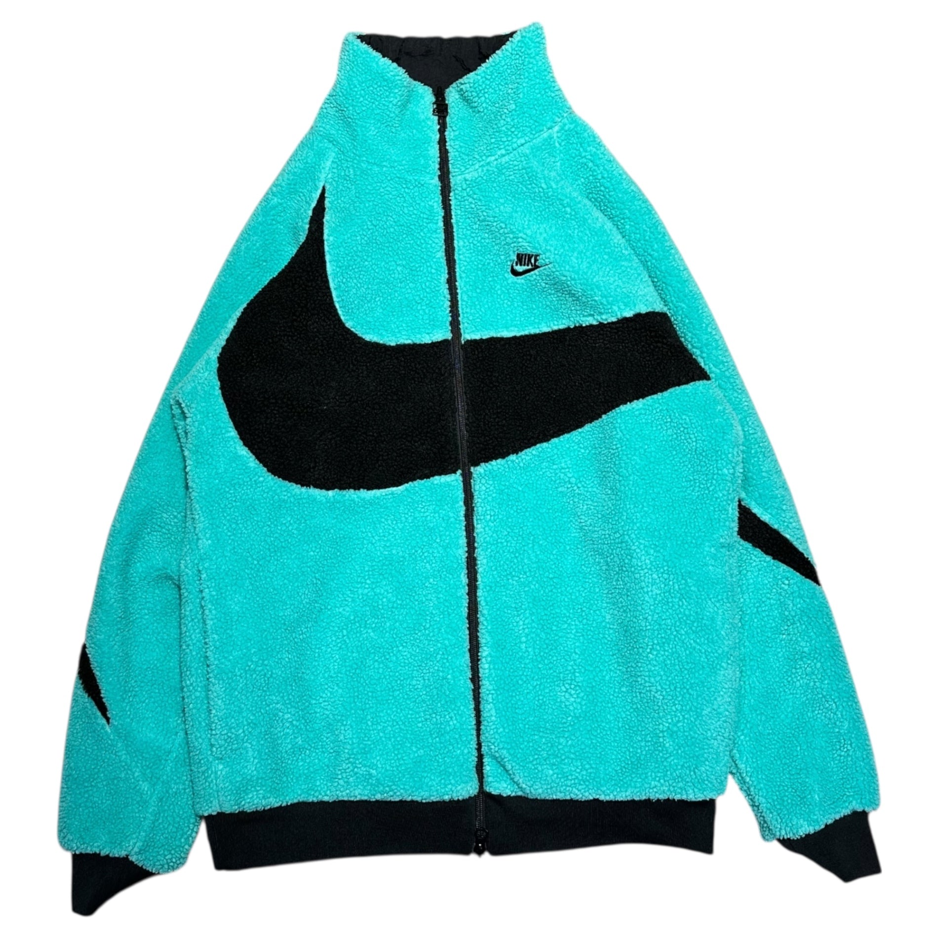 NIKE(ナイキ) AS M NSW VW SWSH FULL ZIP JKT リバーシブル ビッグ スウッシュ ボア ナイロン ジャケット BQ6546-301 M ブラック×ミントグリーン