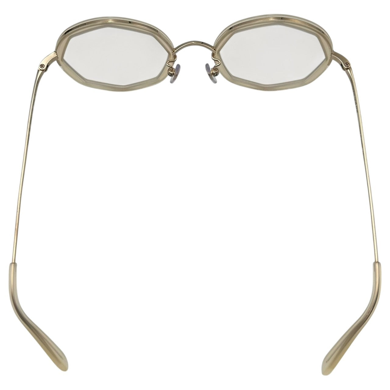 megane and me(メガネアンドミー) EDIE - EC Ecru/Gold オクタゴン メガネ クリア レンズ ME005 49□21-145 ホワイト×ゴールド 眼鏡 メガネ