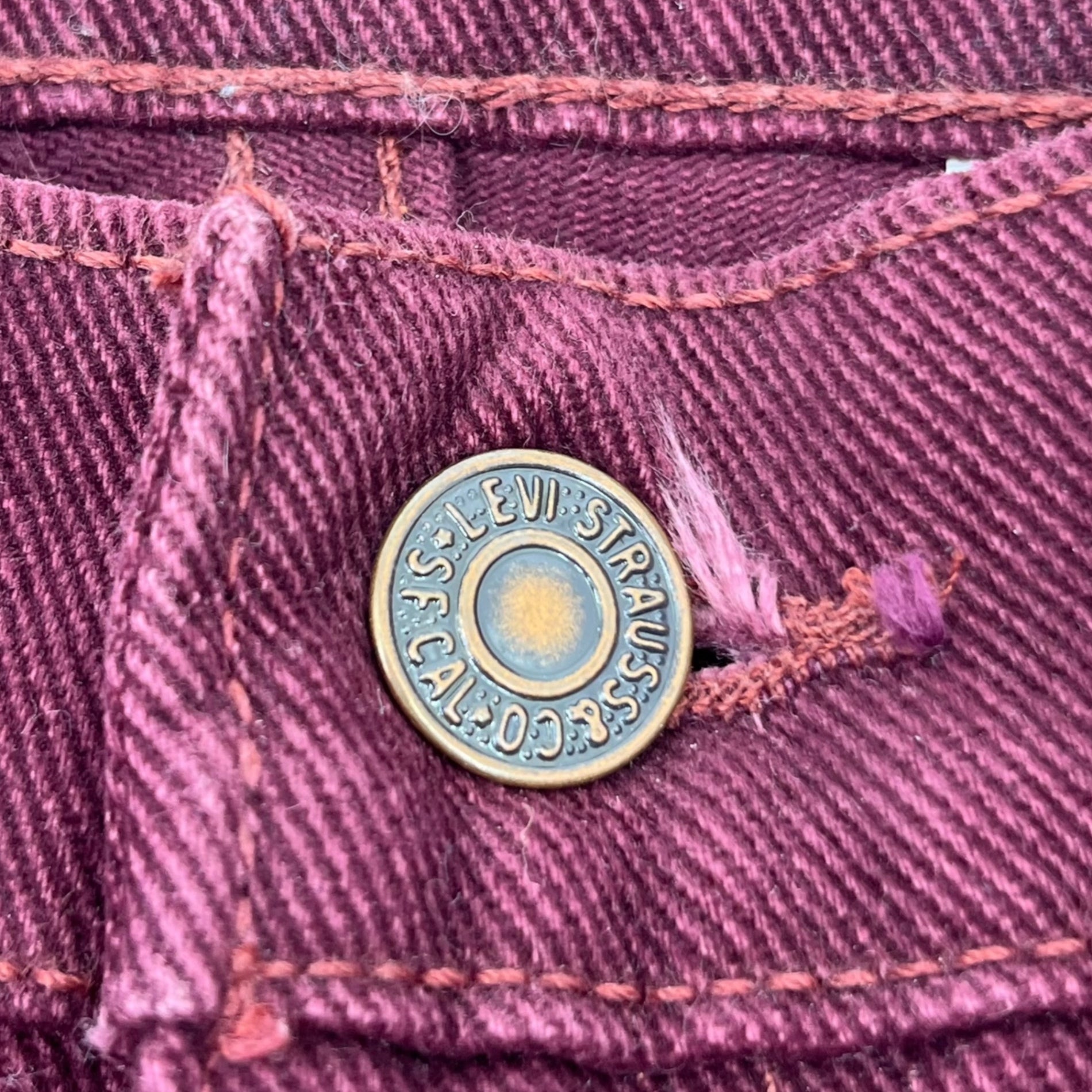 Levi's(リーバイス) 90's 550 先染め テーパード カラー デニム パンツ 15551-4390 10 REG.M ワインレッド