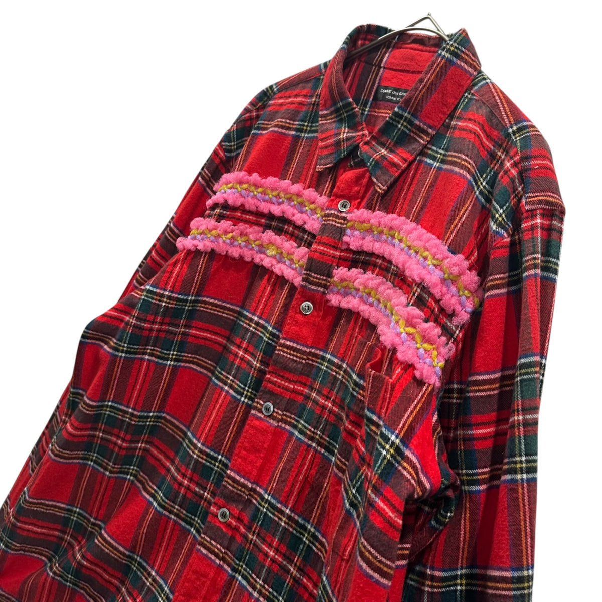 COMME des GARCONS HOMME PLUS(コムデギャルソンオムプリュス) 2004AW Lost Englishman Era Floral Print Check Flannel Shirt ロストイングリッシュマン期 フラワー装飾 チェック ネルシャツ PN-B041 FREE レッド AD2004 00s アーカイブ