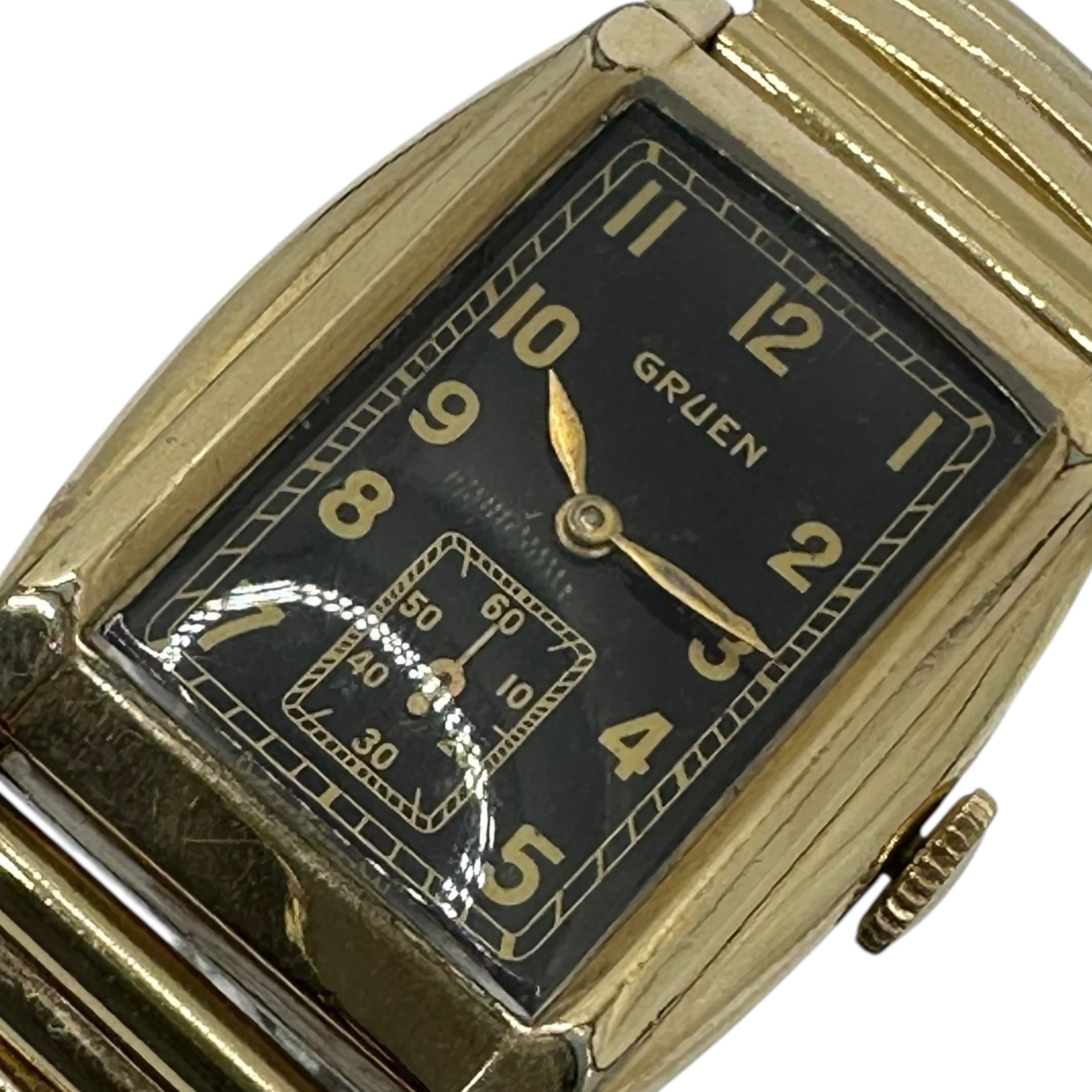 GRUEN(グリュエン) 50's 7 Jewel Rectangular Hand-wound Wrist Watch レクタンギュラー 手巻き 腕時計 ゴールド×シルバー 推定50年代