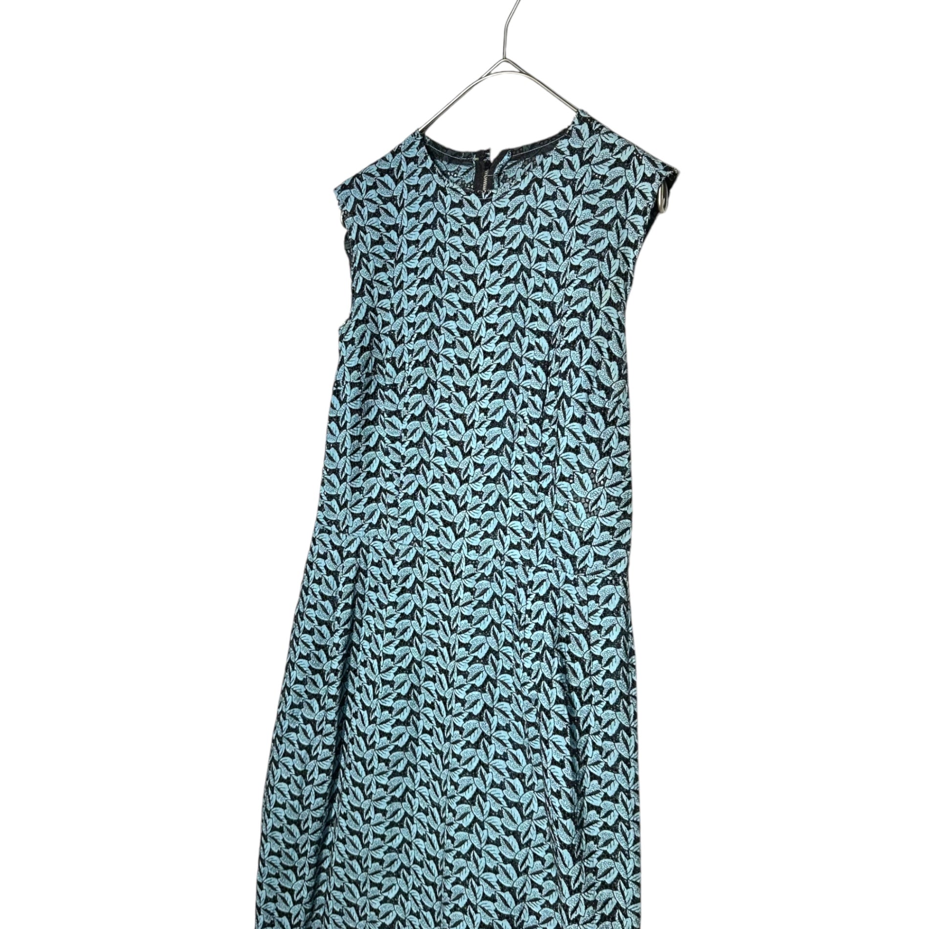 COMME des GARCONS(コムデギャルソン) 99SS Full Leaf Lace Sleeveless Dress 総 リーフ レース ノースリーブ ワンピース GO-10052M M スカイブルー×ブラック AD1998