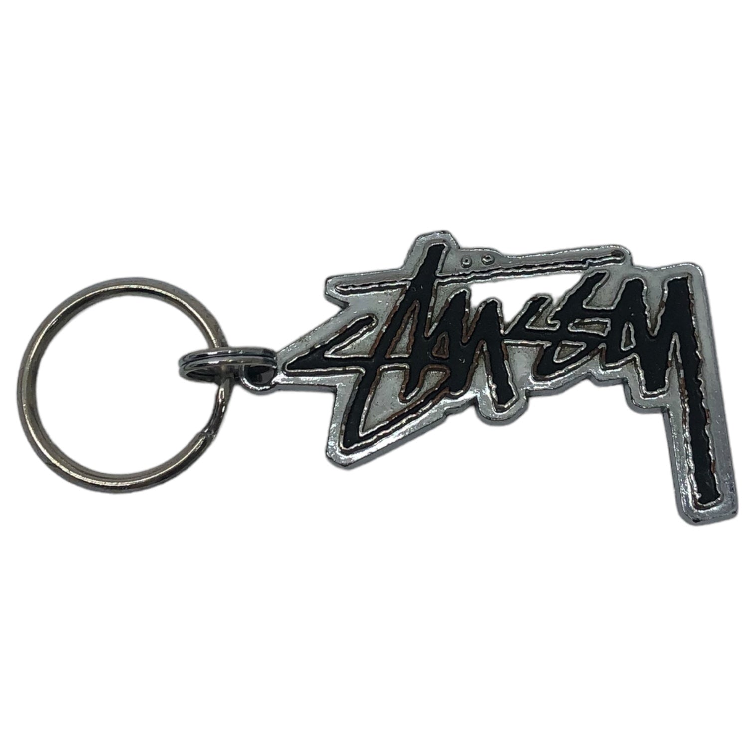 STUSSY(ステューシー) 90s~00s stock logo key ring ストック ロゴ キーリング シルバー キーホルダー チャーム 90年代~ Y2K