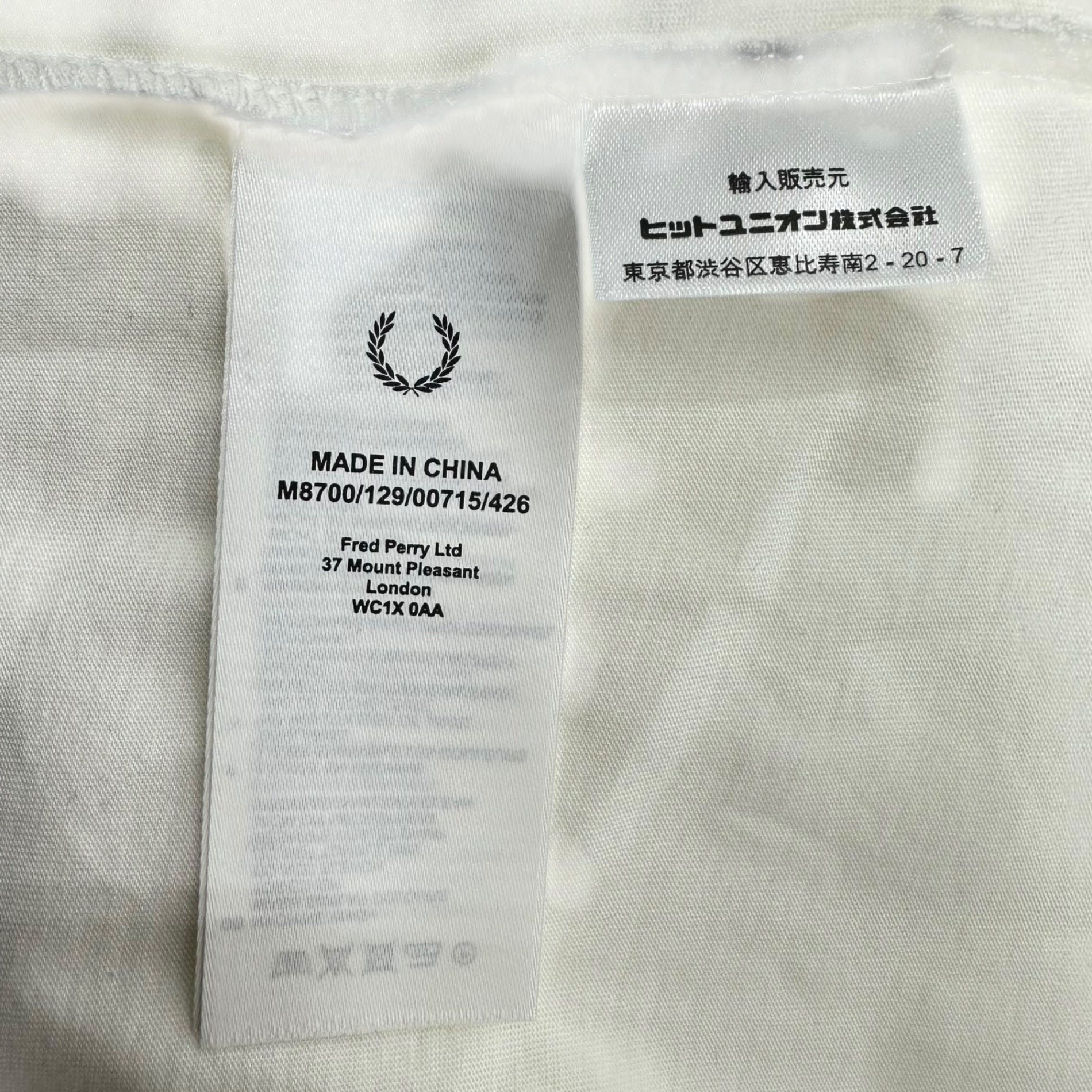 FRED PERRY(フレッドペリー) LONG SLEEVE CREW NECK T-SHIRT 長袖 クルーネック Tシャツ M8700 M ホワイト
