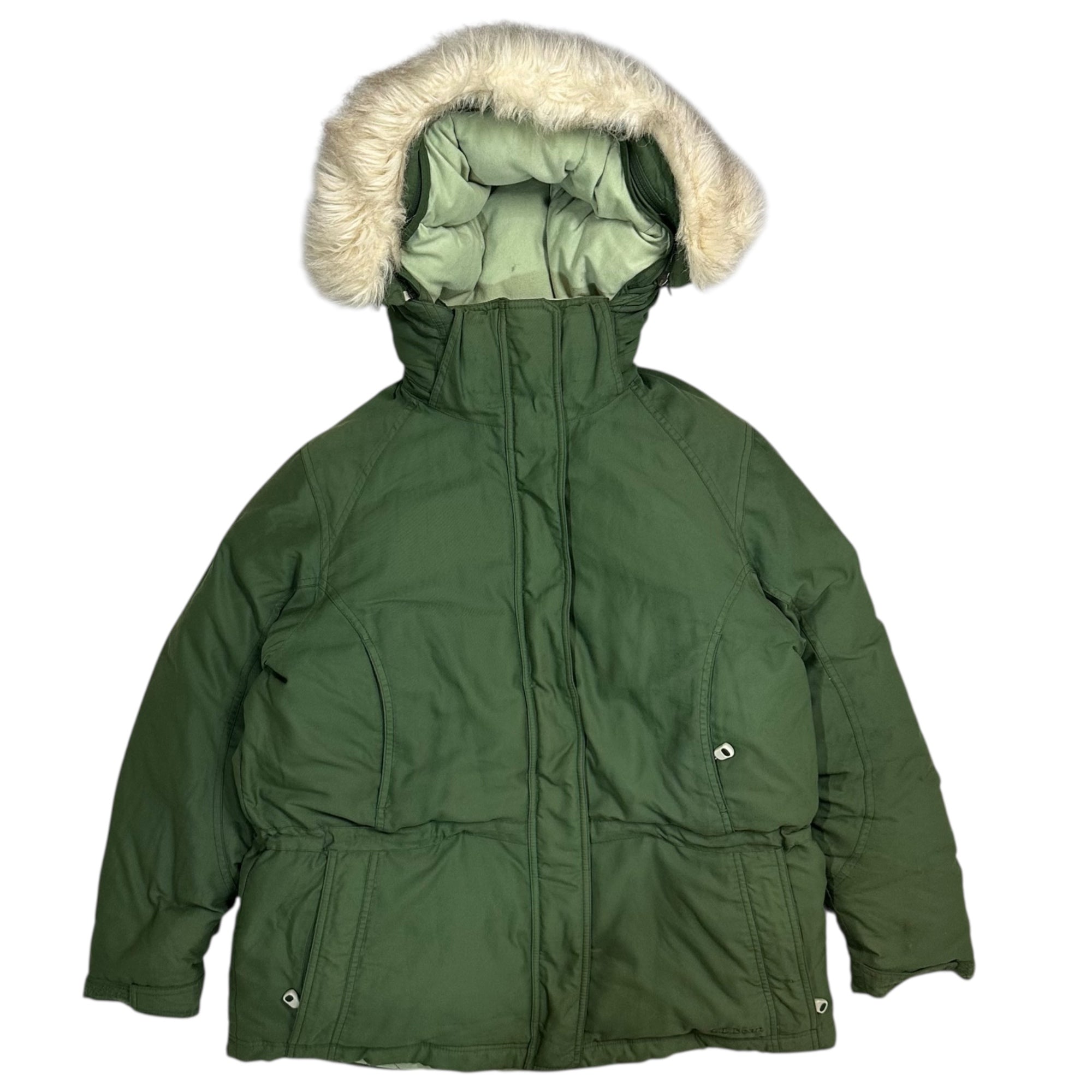 L.L.BEAN(エルエルビーン) Fur Decoration Inside Floral Embroidery Old Down Jacket ファー装飾 内側 花刺繍 オールド ダウン ジャケット 0 BCS1 M カーキ