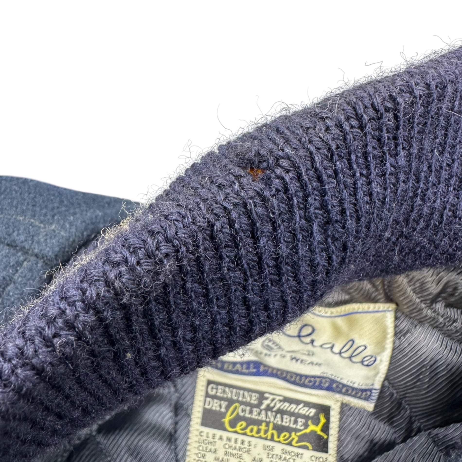 CATCH BALL(キャッチボール) 80's USA made Stadium Jacket スタジアム ジャケット 42(L程度) ネイビー×ベージュ 80年代 ヴィンテージ 古着 スタジャン ブルゾン レザー袖 ウール USA製