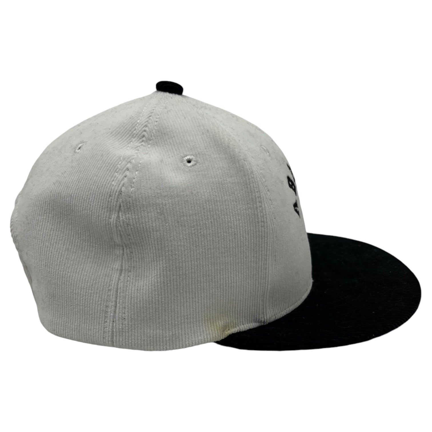 A BATHING APE(アベイシングエイプ) Corduroy College Snapback Cap カレッジ スナップバック キャップ 001CPJ801008M ホワイト×ブラック ロゴ バイカラー