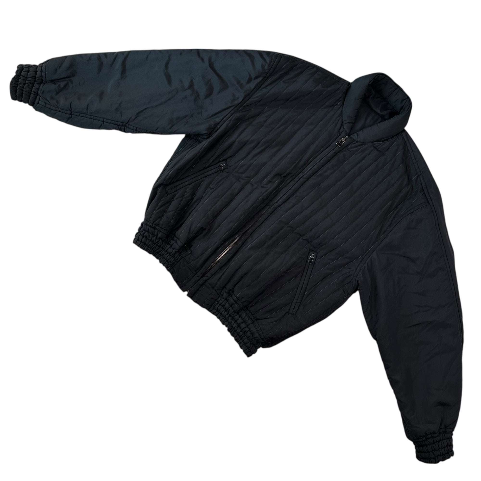 ISSEY MIYAKE MEN(イッセイミヤケメン) 87’s Archive Striped Padded Bomber Jacket アーカイブ ストライプ パテッド ボンバー ジャケット LG23037 L ブラック 80年代 80's ヴィンテージ 筆タグ