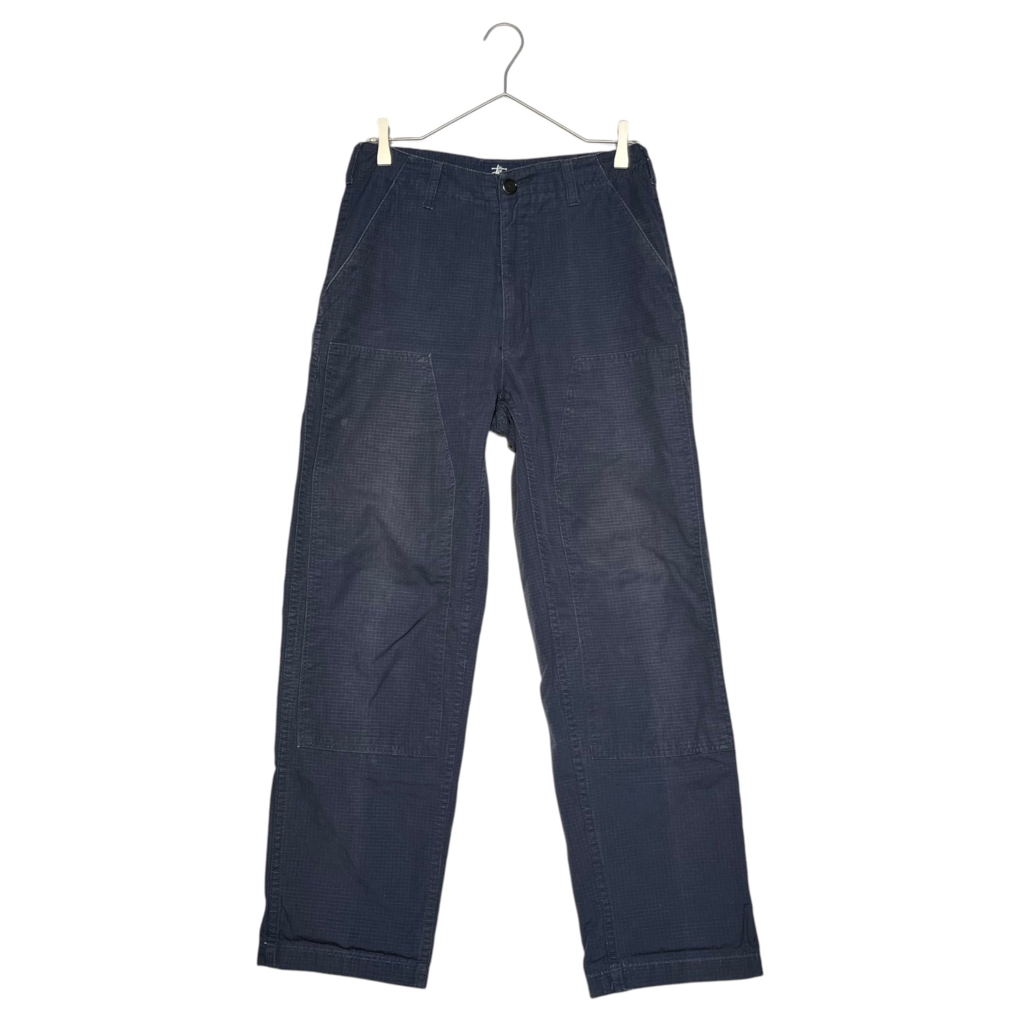 STUSSY(ステューシー) 90's ~ 00's USA made Ripstop double knee baker pants リップストップ ダブルニー ベイカー パンツ 28 ネイビー USA製 90年代~ OLD 紺タグ ミリタリー