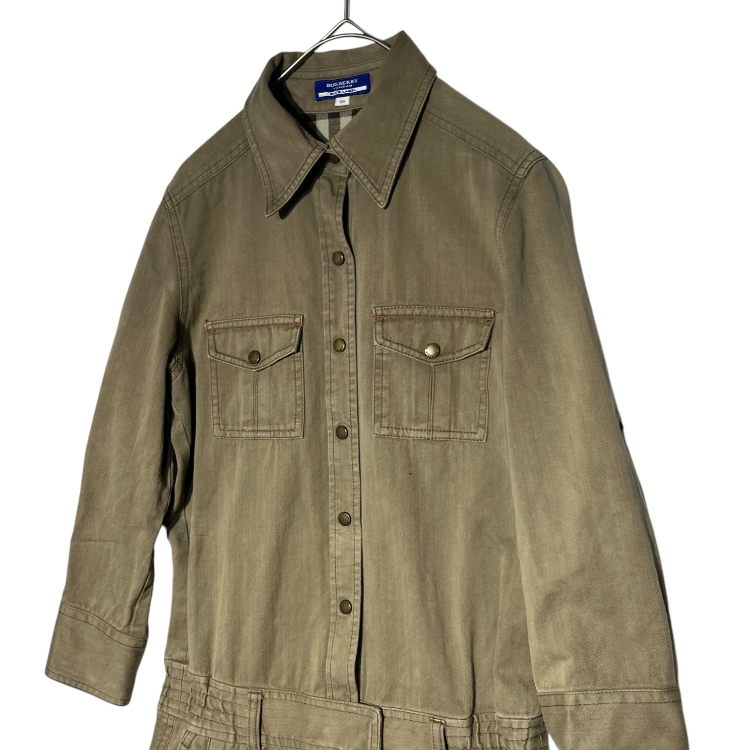 BURBERRY BLUE LABEL(バーバリーブルーレーベル) ライニング ノバチェック ショートパンツ オールインワン FM505-105-70 38(M程度) ベージュ サロペット