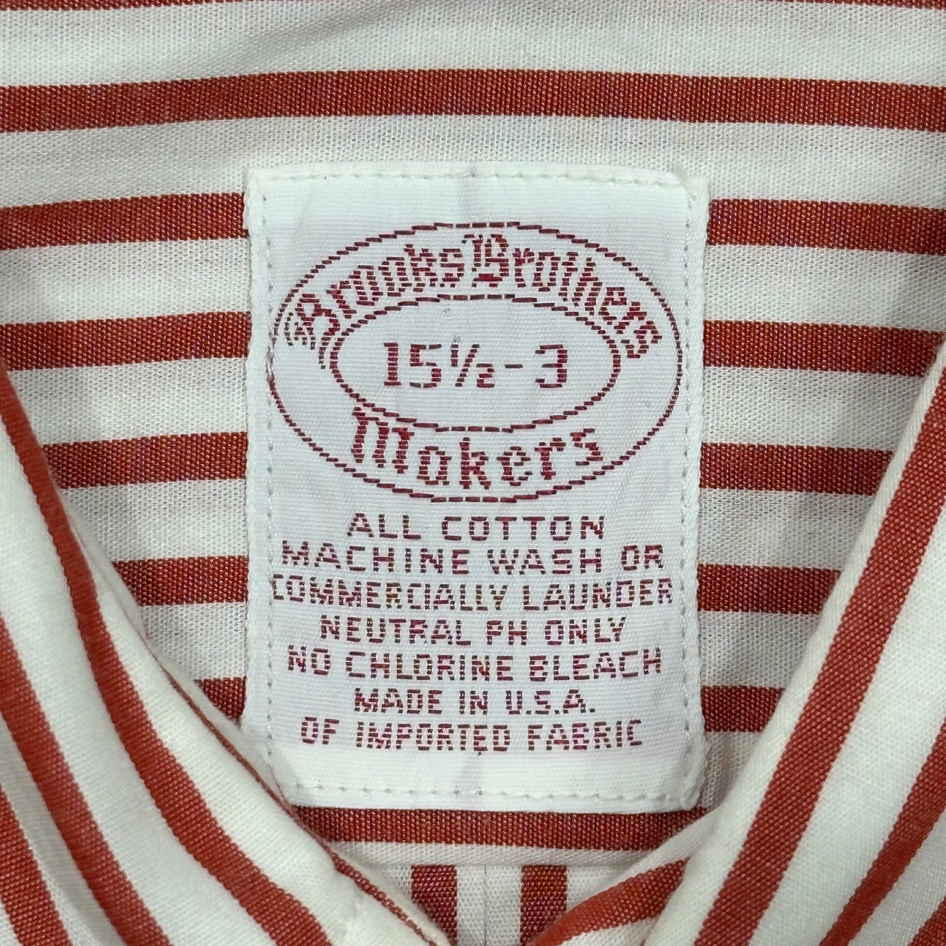 BROOKS BROTHERS(ブルックスブラザーズ) 1990's USA made BD Shirt - Striped ボタンダウン ストライプ シャツ 15 1/2-3(ML程度) ホワイト×レッド 90年代 USA製 ヴィンテージ