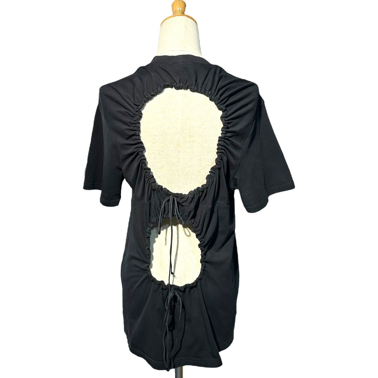 CECILIE BAHNSEN(セシリー バンセン) 21SS JUNO T-SHIRT ジュノ Tシャツ バックホール ギャザー UK8(M~L程度) ブラック