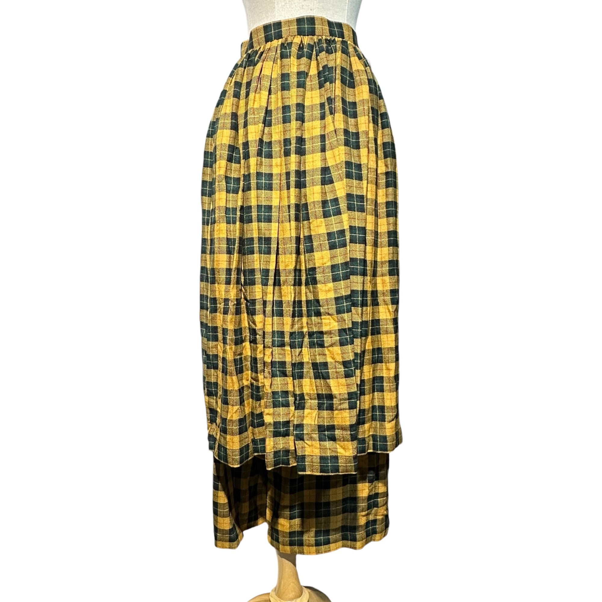 tricot COMME des GARCONS(トリココムデギャルソン) 97AW Vintage Check Pleated Long Skirt Pants ヴィンテージ チェック プリーツ ロング スカート パンツ TP-10004M M マスタード×グリーン×レッド AD1997