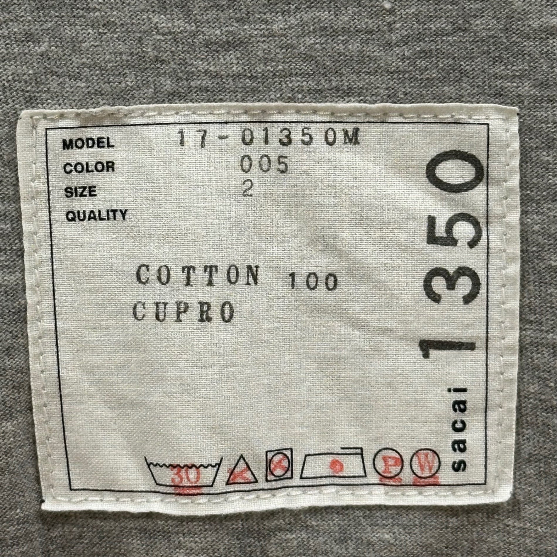 sacai(サカイ) 2017SS Contrast-Fabric V-Neck Pocket T-Shirt 別布切替 Vネック ポケット Tシャツ 17-01350M 2(M程度) グレー