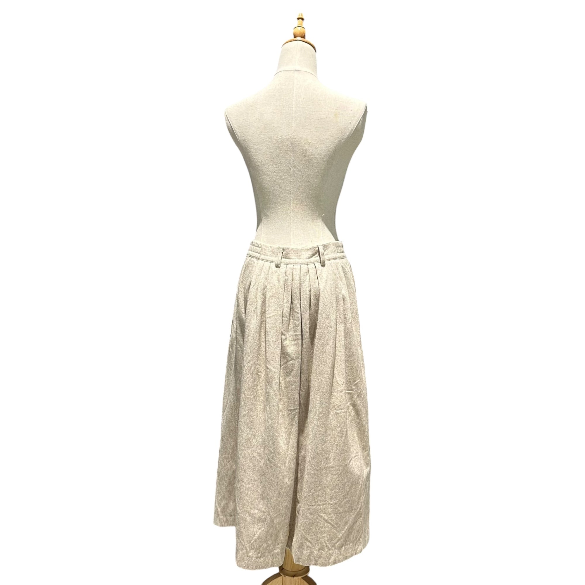 Euro vintage(ヨーロッパヴィンテージ) front button liner graybeige middle skirt フロントボタンデザインのライナー付きミドル丈スカート 表記無し(M程度) グレージュ