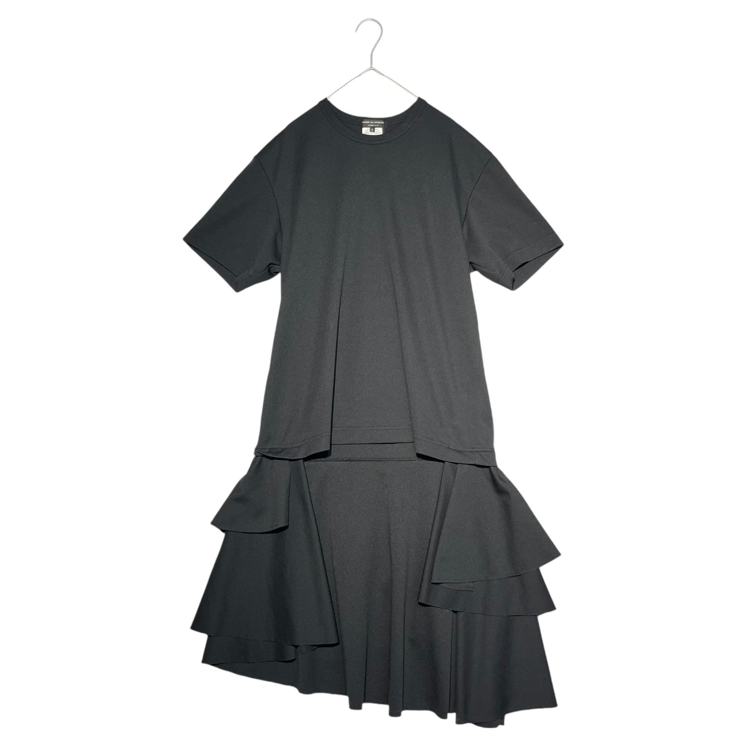 COMME des GARCONS HOMME PLUS(コムデギャルソンオムプリュス) 20SS Frill Switching Poly Long  T-shirt フリル 切替 ポリ ロング Tシャツ PE-T010 M ブラック