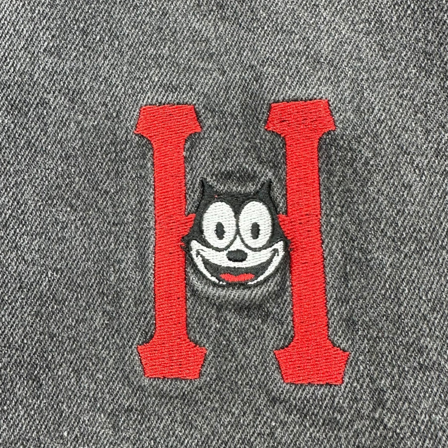 HUF(ハフ) FELIX logo black denim coach jacket フェリックス ロゴ ブラックデニム コーチ ジャケット L ブラック