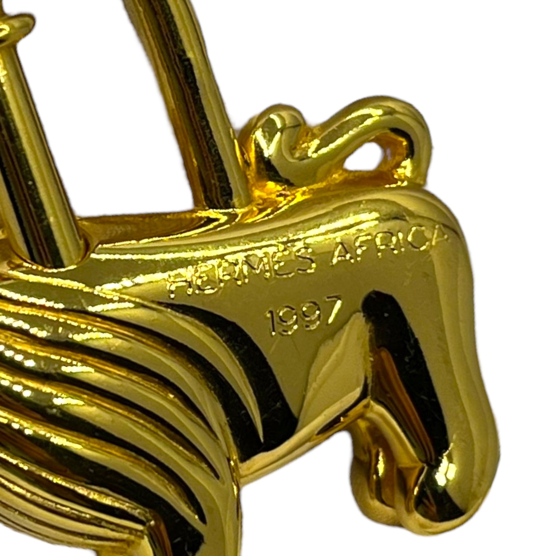 HERMES(エルメス) 1997年限定 lion cadena charm ライオン カデナ チャーム 年間テーマ 「I'Afrique」 アフリカ 百獣の王 ゴールド 箱付 ペンダントトップにも
