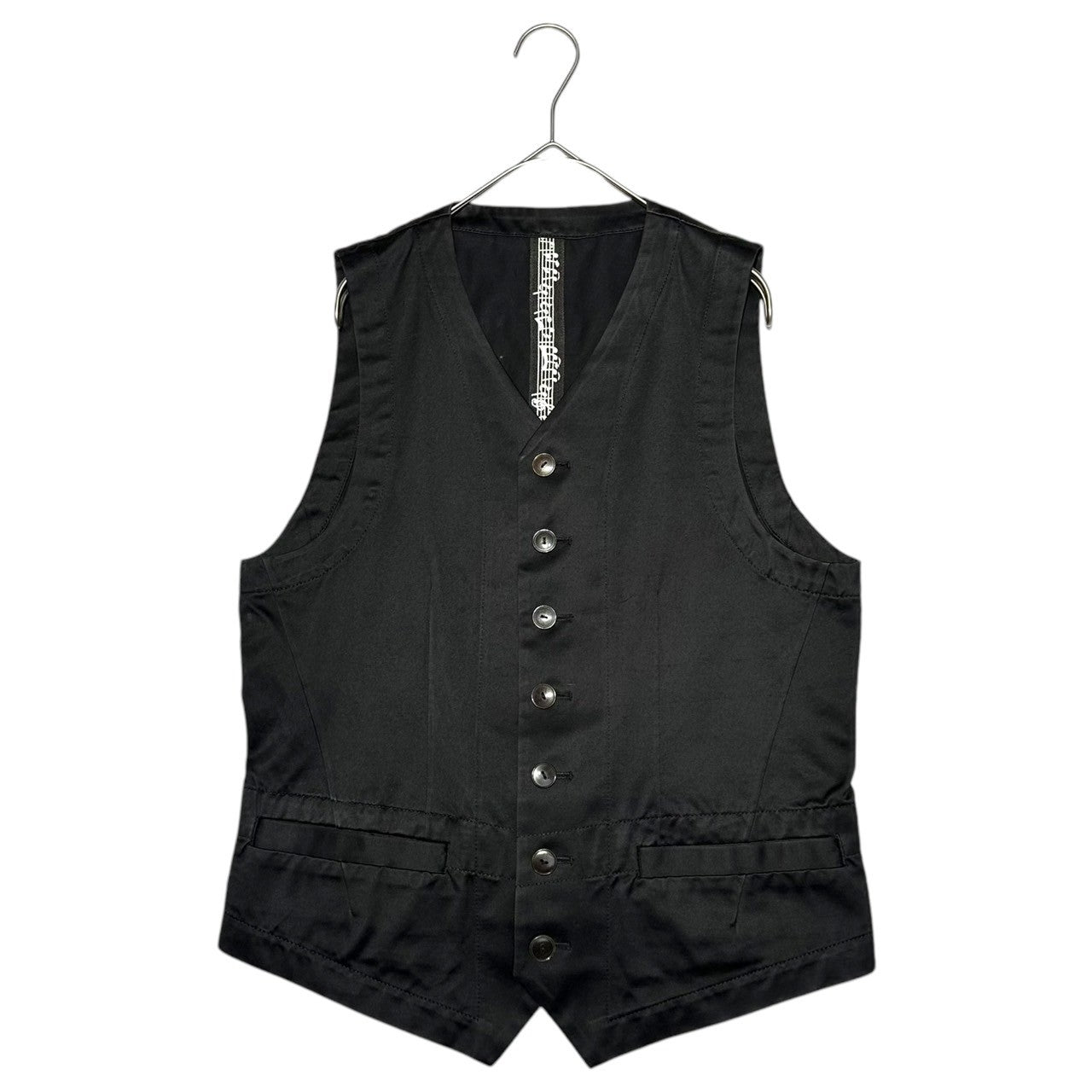 NUMBER (N)INE(ナンバーナイン) 07SS musical note print gilet vest 音符 プリント ジレ ベスト 宮下本人期 ABOUT A BOY期 S07-NJ031B FREE ブラック×ホワイト