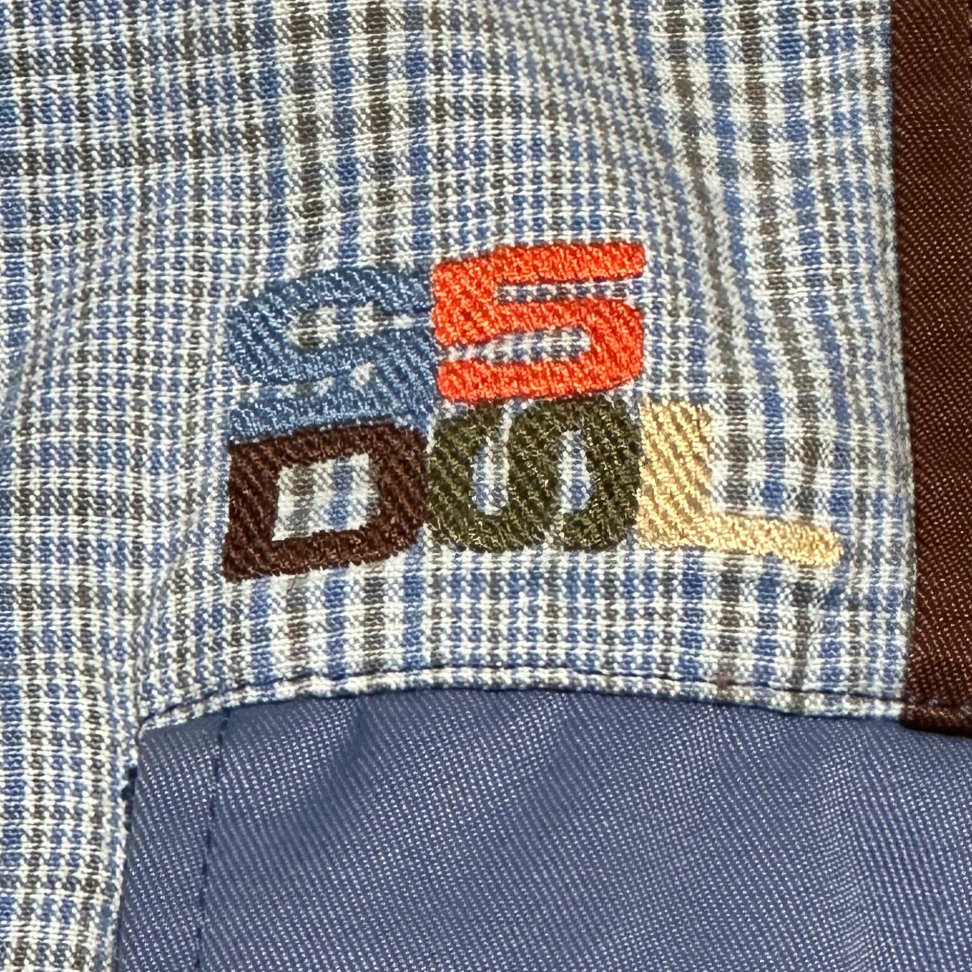 55DSL(フィフティーファイブディーエスエル) 90's Knit Rib Panel Nylon Zip-Up Jacket 90年代 ニットリブ 切替 ナイロン ジップアップ ジャケット L ブルー×ブラウン