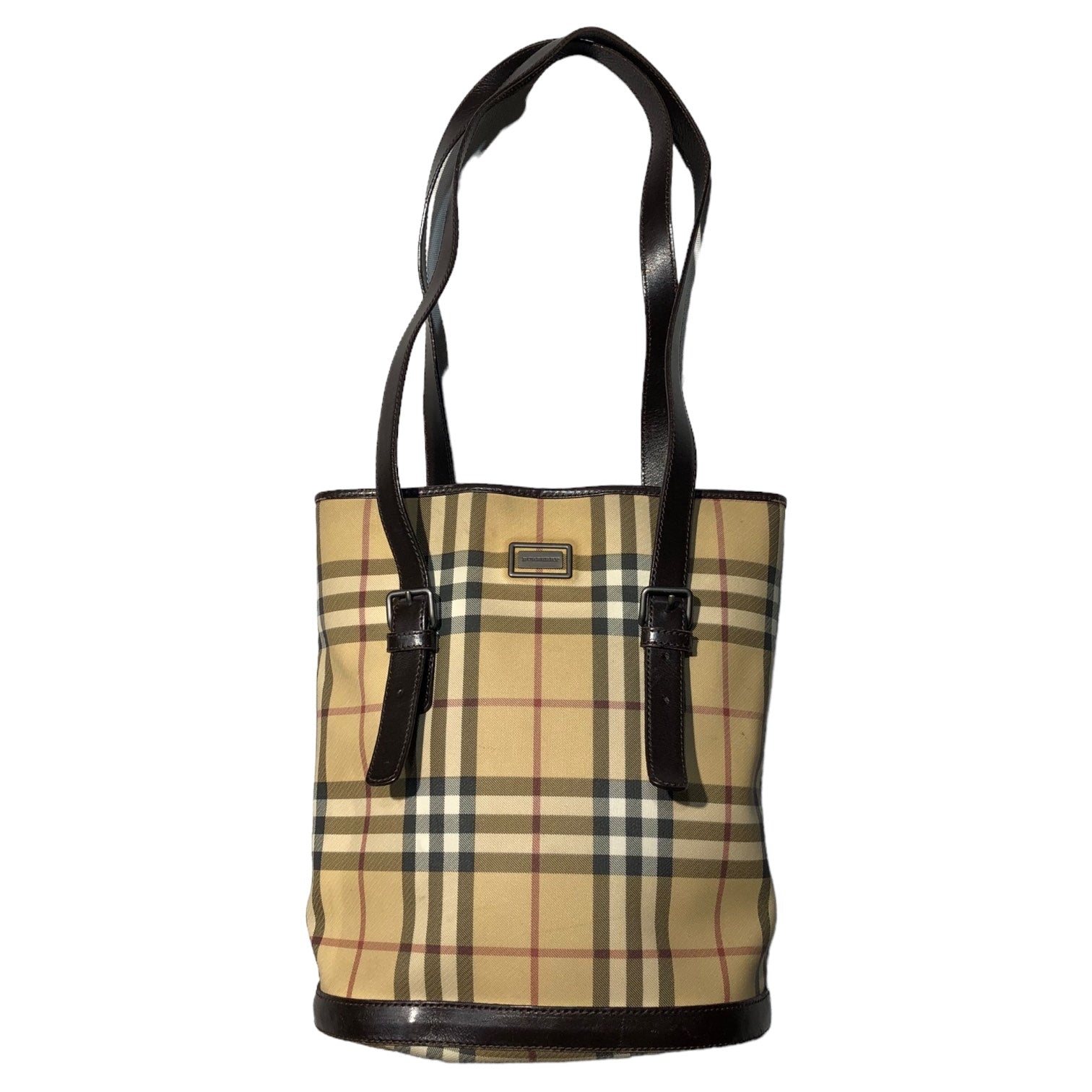 BURBERRY LONDON(バーバリーロンドン) タータンチェック バケツ型 トート バッグ ベージュ イタリア製