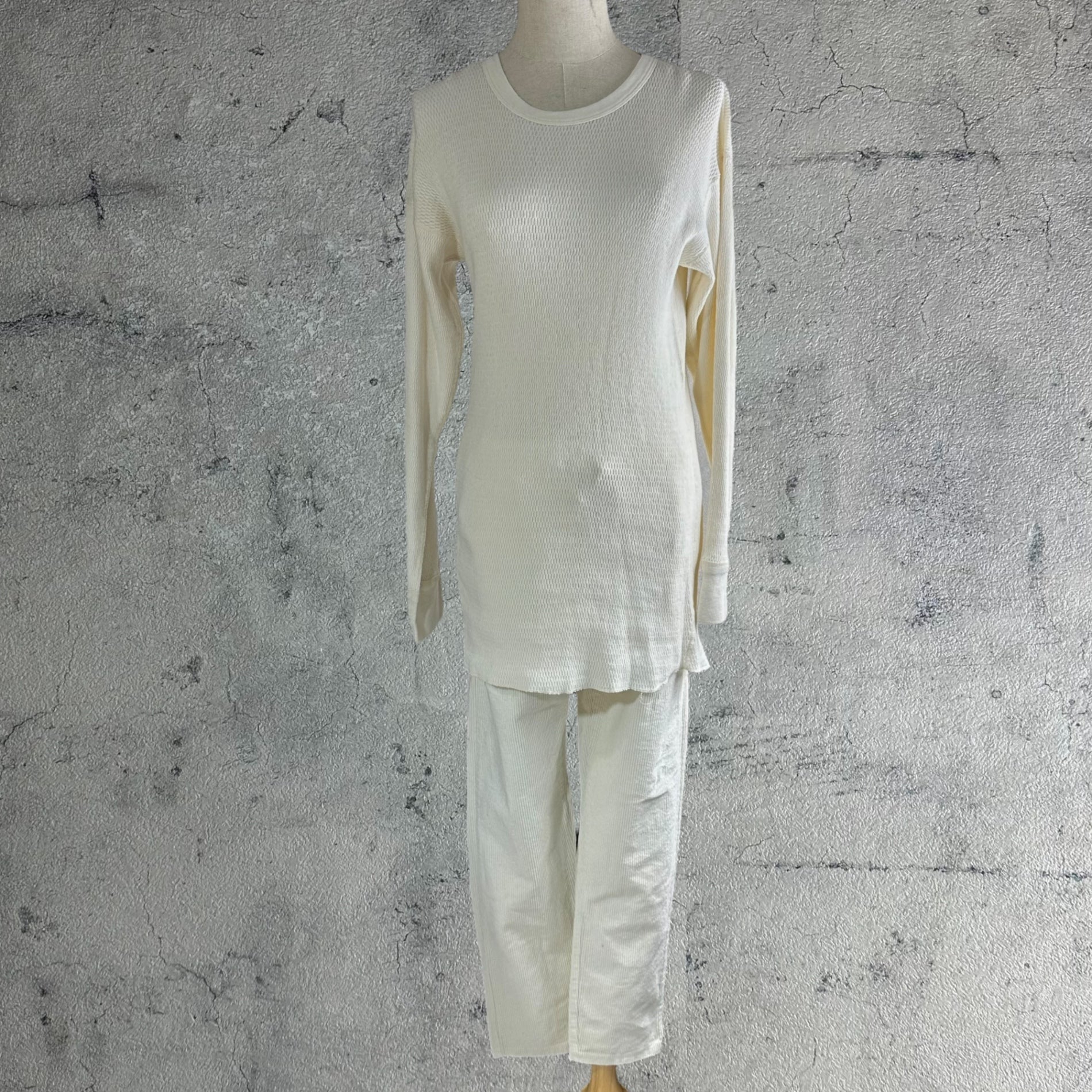 VINTAGE(ヴィンテージ) 70’s thermal cut and sew サーマルカットソー コットン100% 3(L~LLサイズ) ホワイト