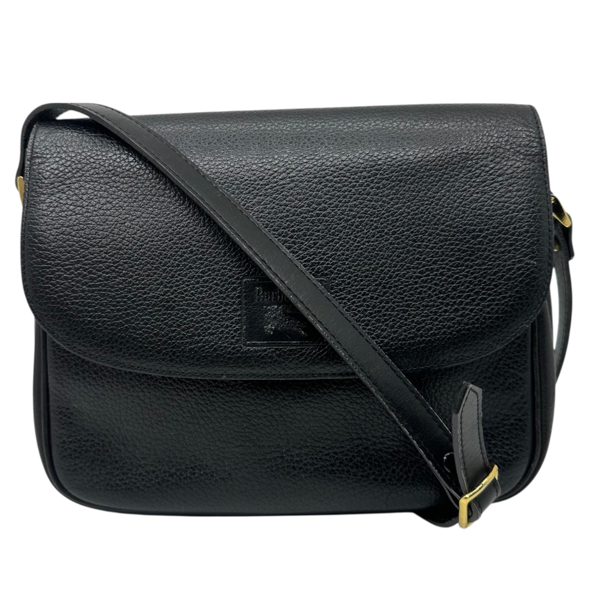 Burberry’s(バーバリーズ) Vintage NovaCheck Horse Logo Leather Shoulder Bag ヴィンテージ ノヴァチェック ホースロゴ レザー ショルダー バッグ ブラック