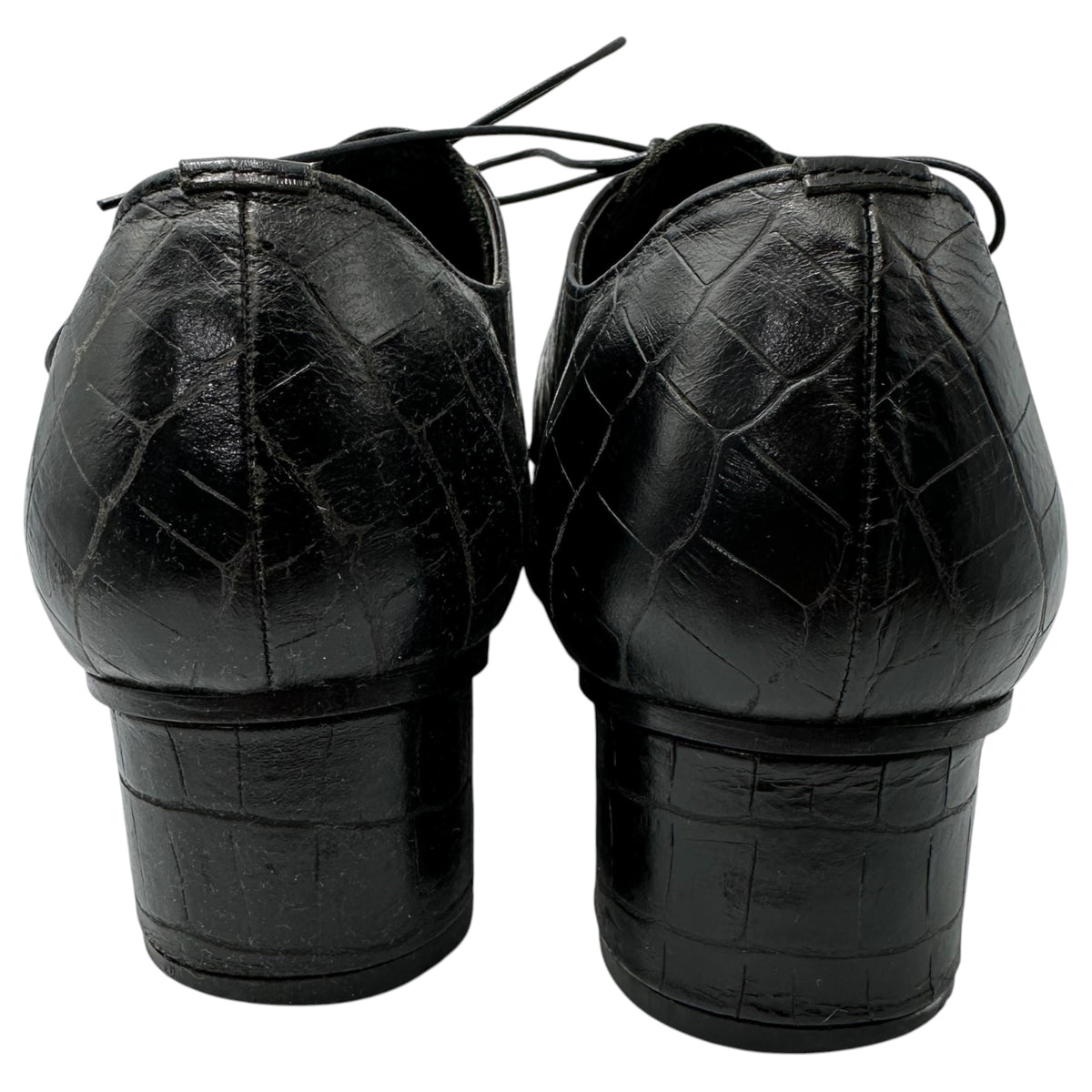 COMME des GARCONS HOMME PLUS(コムデギャルソンオムプリュス) Croc-embossed leather heeled shoes クロコ 型押し レザー ヒール シューズ 26cm ブラック 革靴