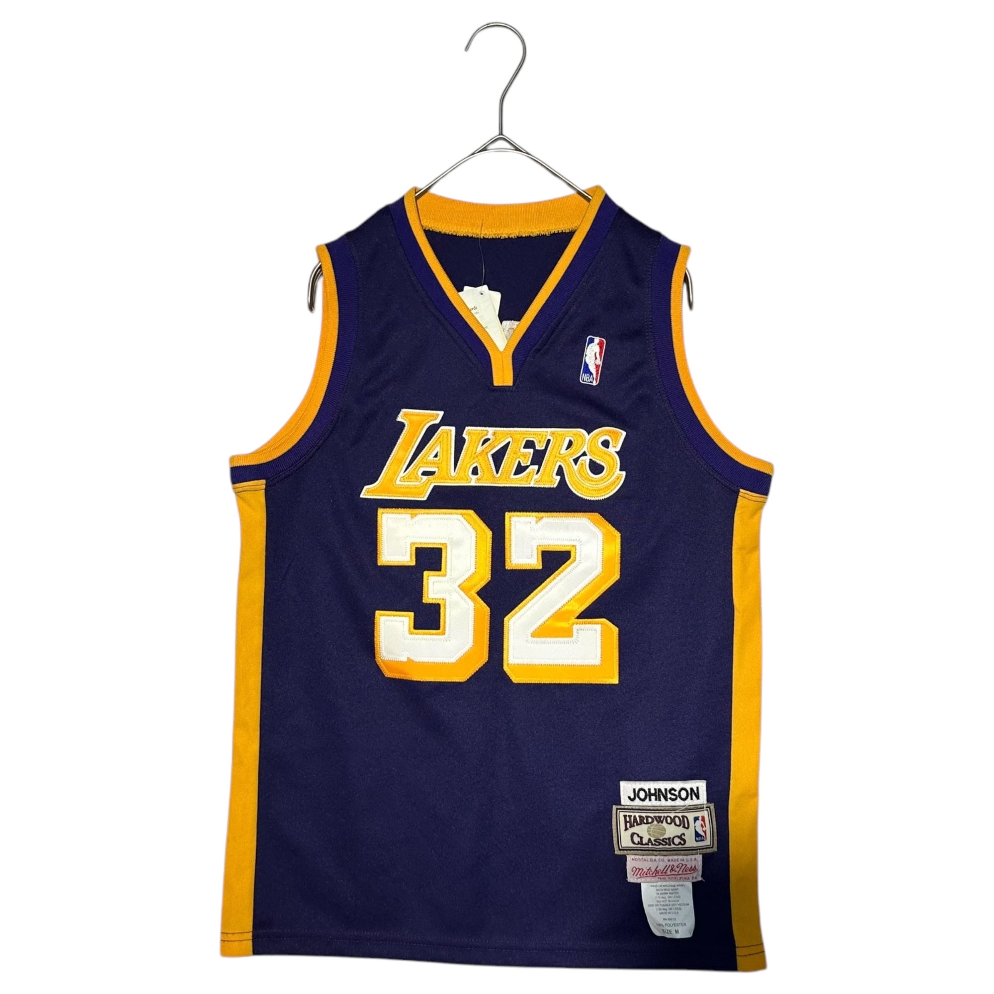 MITCHELL & NESS(ミッチェルアンドネス) "LAKERS 32 Magic Johnson" GAME SHIRT レイカーズ マジック ジョンソン ゲーム シャツ M パープル×イエロー USA製 NBA ユニフォーム タンクトップ
