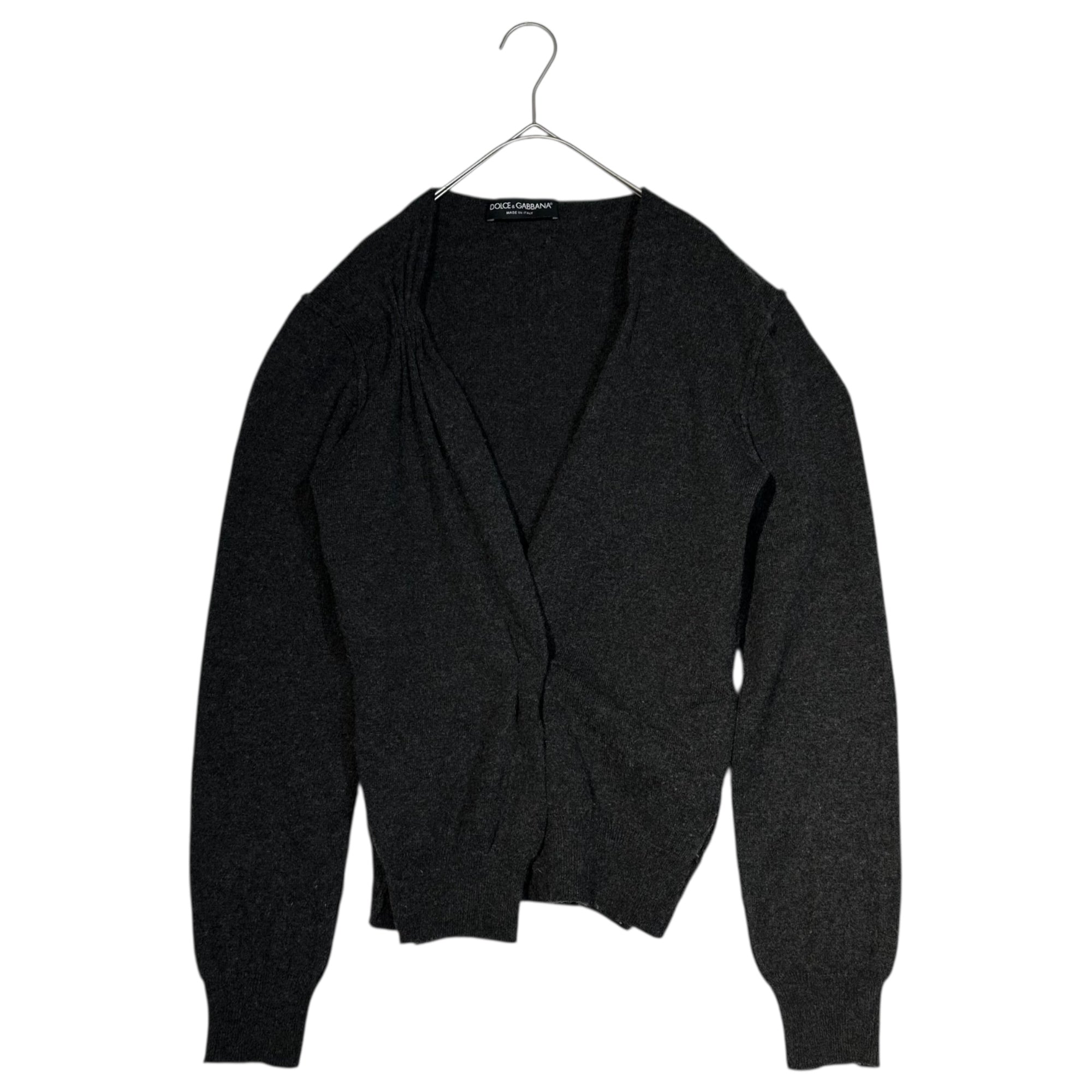 DOLCE&GABBANA(ドルチェ&ガッバーナドルガバ) Double specification long-sleeved cashmere cardigan ダブル仕様 長袖 カシミヤ カーディガン IKC74/4T10 46(S) チャコールグレー