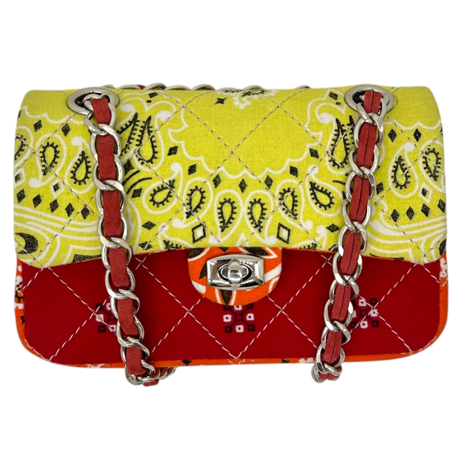 READYMADE(レディメイド) Vintage Bandana Reconstructed Flap Chain Shoulder Bag ヴィンテージ バンダナ 再構築 フラップ チェーン ショルダー バッグ イエロー×レッド×オレンジ