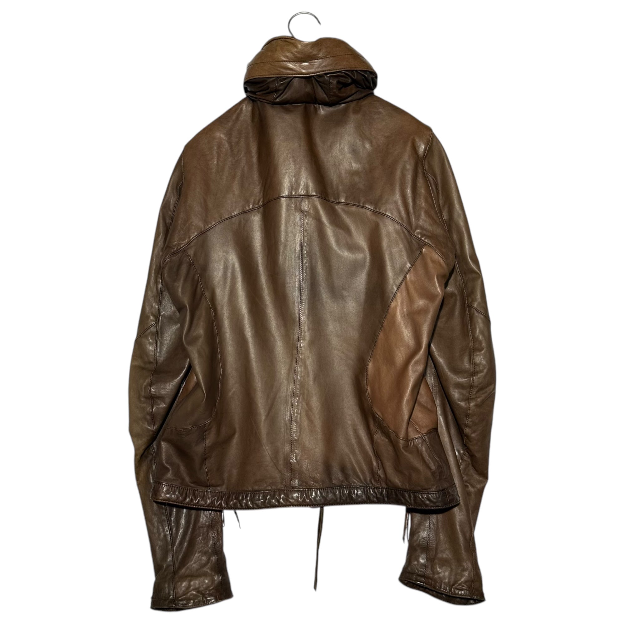 christian peau(クリスチャン・ポー) Early Concealed Hood Baby Lamb Leather Jacket 初期 隠しフード ベイビー ラムレザー ジャケット 44(XS) ブラウン