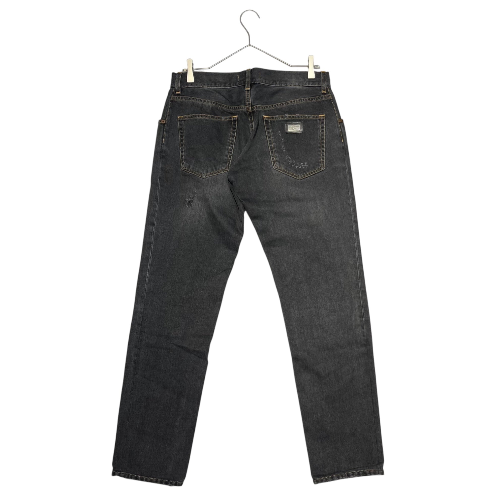 DOLCE&GABBANA(ドルチェ&ガッバーナドルガバ) Distressed slim denim pants ダメージ加工 スリム デニム パンツ G32KLP G8K77 46(M程度) ブラック