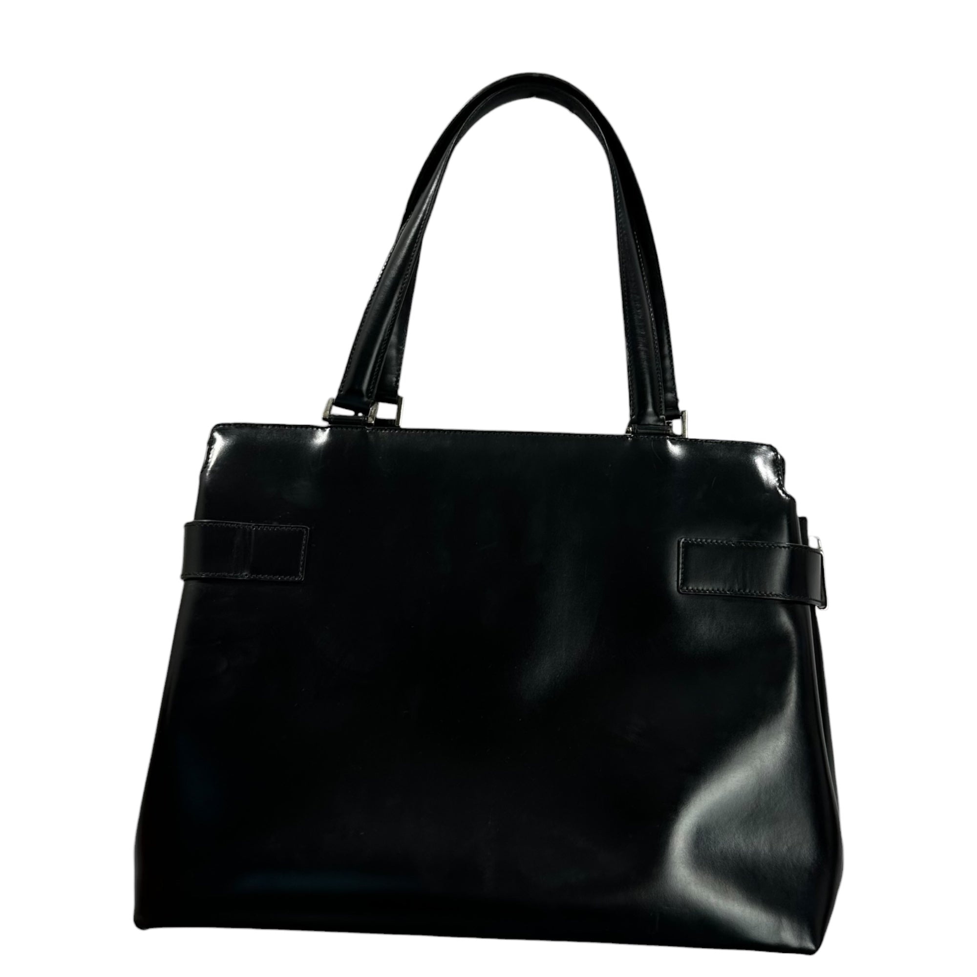 Salvatore Ferragamo(サルヴァトーレフェラガモ) Gancini High-Shine Leather hand Bag ガンチーニ ハイシャイン レザー ハンド バッグ DY-21 0166 ブラック