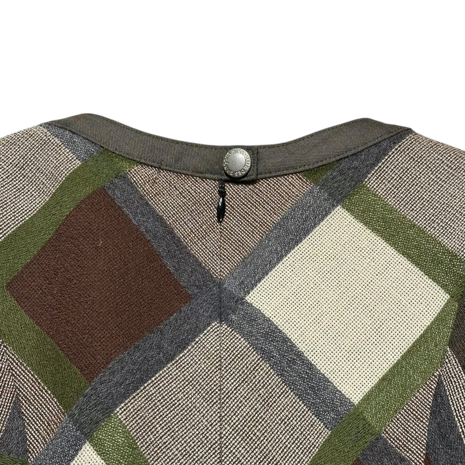 COMME des GARCONS JUNYA WATANABE(コムデギャルソンジュンヤワタナベ) 13AW Diagonal Check Round Neck L/S Wool Dress 斜めチェック ラウンドネック 長袖 ウール ワンピース JL-O022 S カーキ×ブラウン AD2013