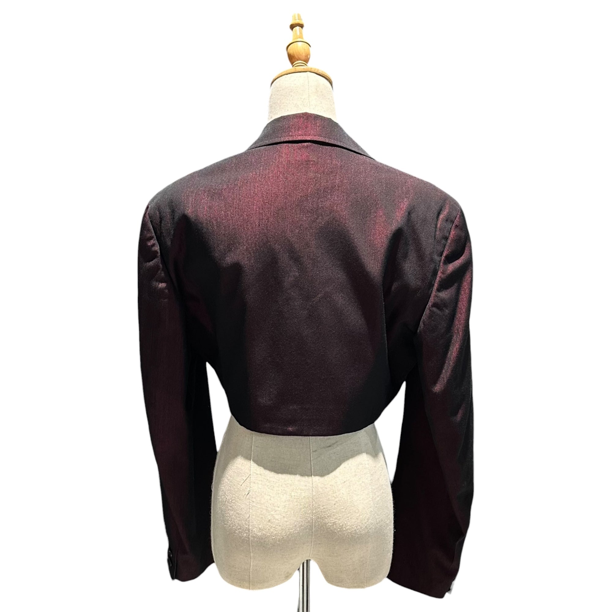 tricot COMME des GARCONS(トリココムデギャルソン) Short-length double-breasted tailored jacket 短丈 ショート丈 ダブル テーラード ジャケット 表記無(M程度) ボルドー×ブラック