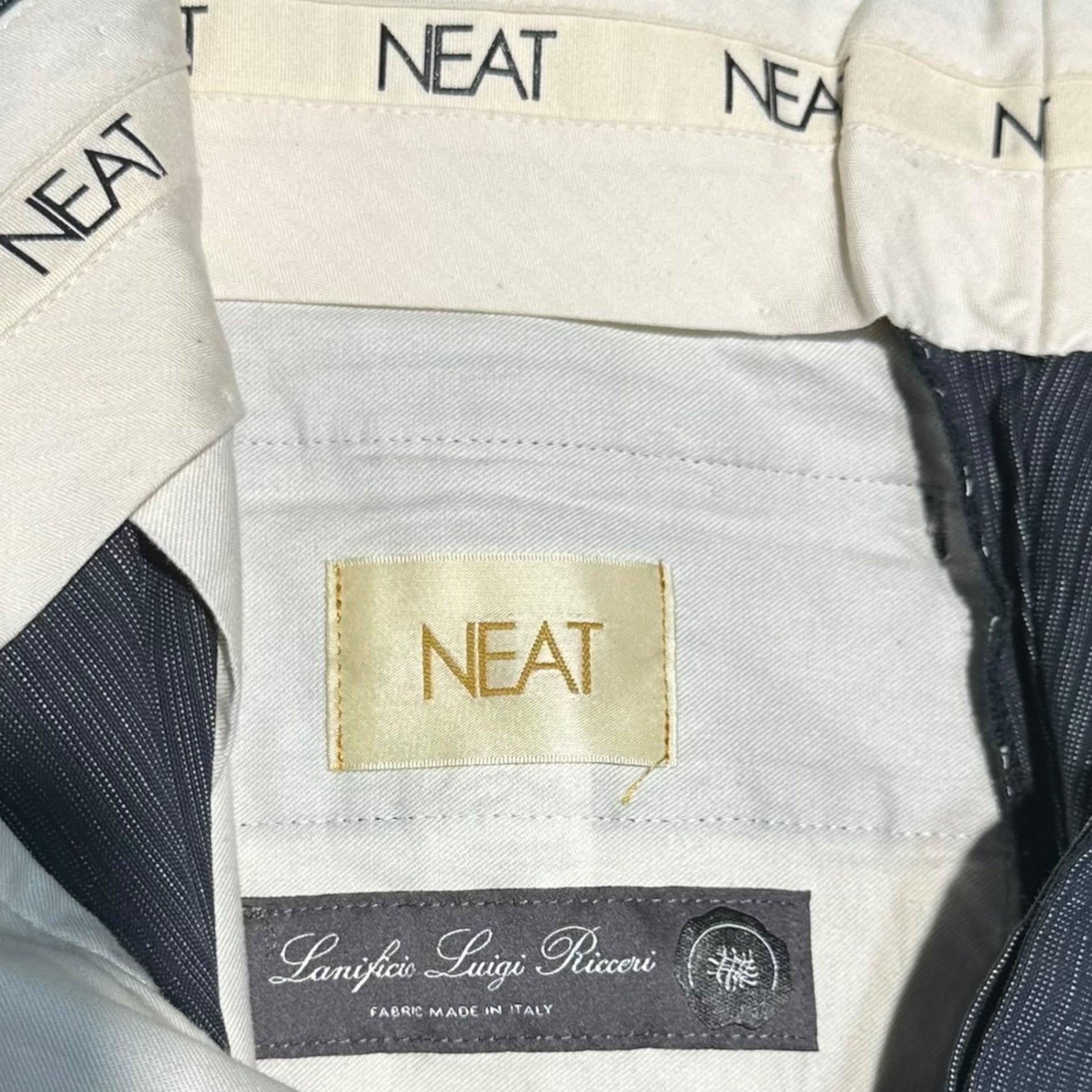 NEAT(ニート) 23SS Lanificio Luigi Ricceri Wide-type1 ストライプ ワイド パンツ 23-01RSW-TI 44 ネイビー スラックス