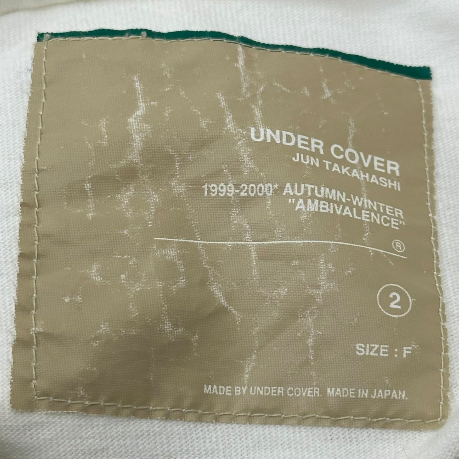 UNDERCOVER(アンダーカバー) 99AW Ambivalence期 Junkie Paradise Tee ジャンキー パラダイス Tシャツ Q80 FREE ホワイト×ベージュ 90's ダブル フェイス