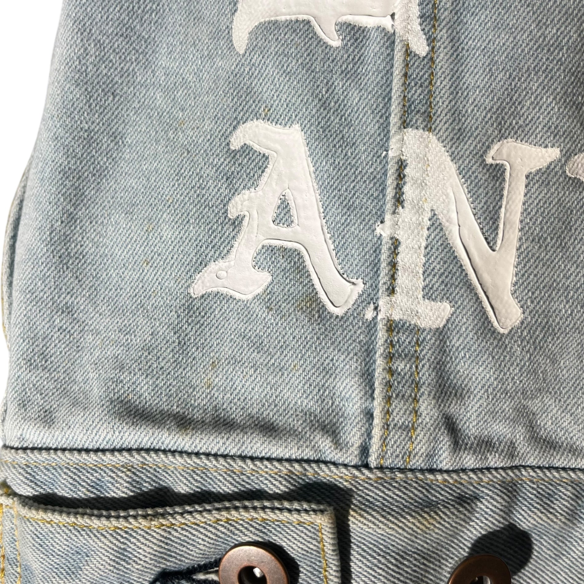 +8 PARIS ROCK(プラスエイトパリスロック) Remake back paint denim jacket リメイク バック ペイント デニム ジャケット 表記無し(FREE) ライトインディゴ