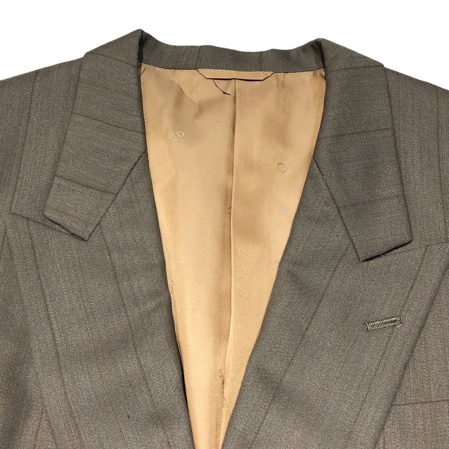Christian Dior MONSIEUR(クリスチャンディオールムッシュ) 80's ~ 90's striped double jacket setup ストライプ ダブル ジャケット セットアップ スーツ 80年代~90年代 A-4(M程度) ベージュ