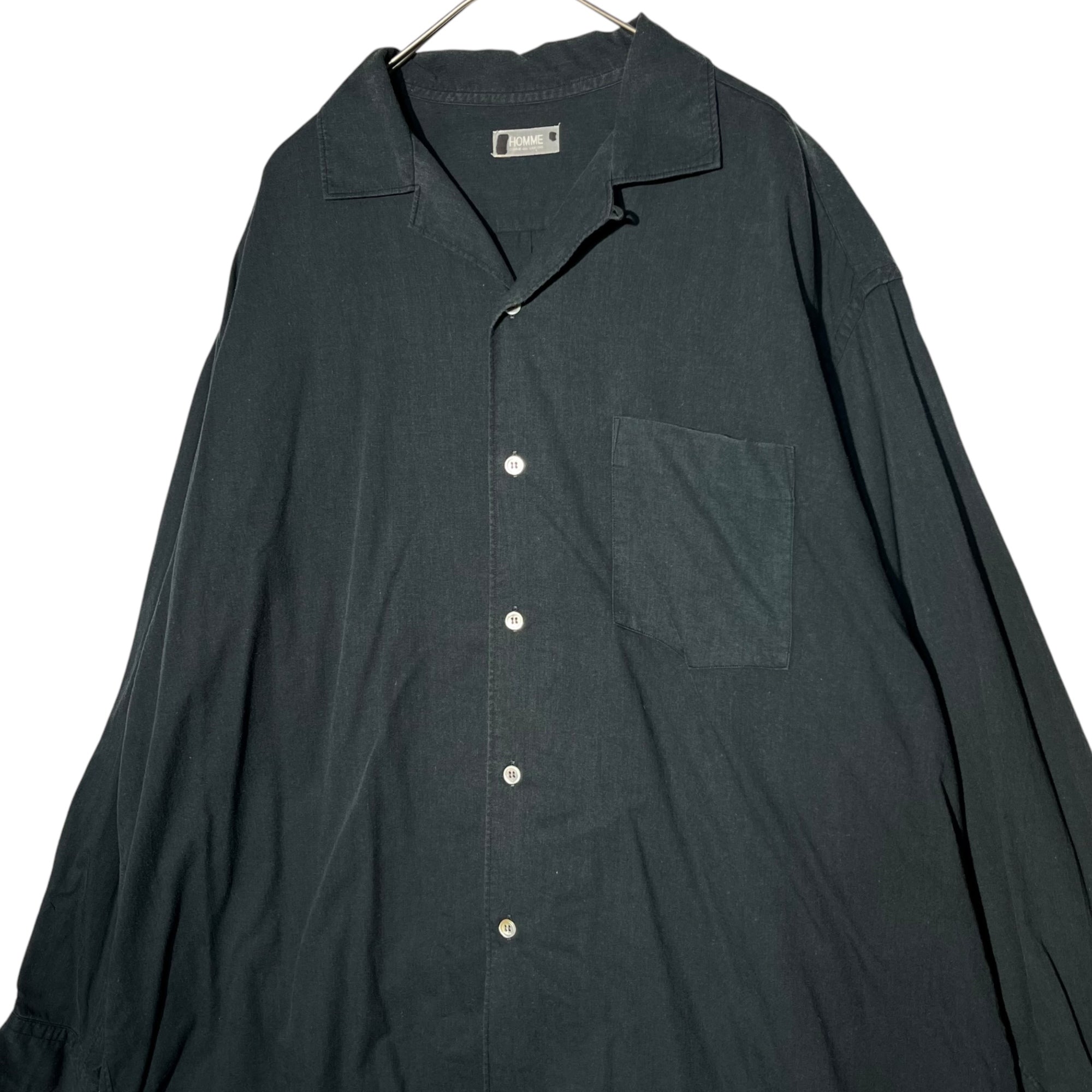 COMME des GARCONS HOMME(コムデギャルソンオム) 80's Big HOMME open collar rayon blend shirt デカオム オープンカラー レーヨン混 シャツ 80年代 HB-020060 FREE ブラック