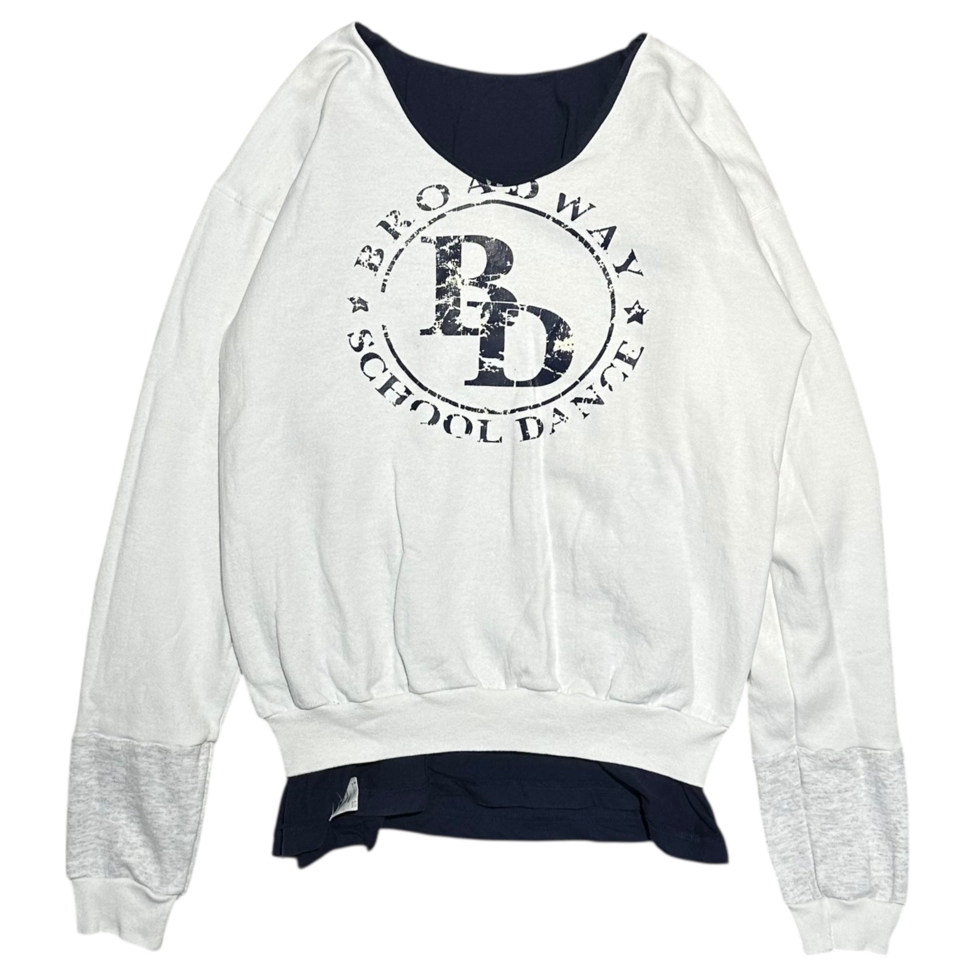 Maison Martin Margiela(メゾン マルタンマルジェラ) 2004 ⓪ ⑩ Artisanal Reconstructed Layered Sweatshirt アーティザナル 再構築 レイヤード スウェット 833M00750071 表記無(FREE) ネイビー×ホワイト 00's 本人期 アーカイブ リバーシブル