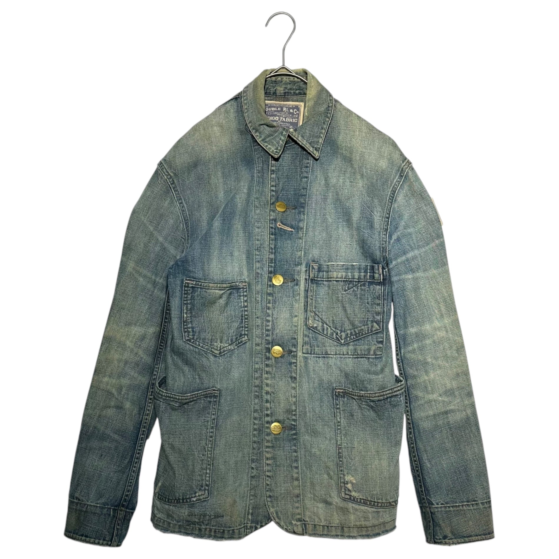 RRL(ダブルアールエル) Railman Jacket ヴィンテージ加工 レイルマン ジャケット S インディゴ デニム カバーオール 機関車 チェンジボタン
