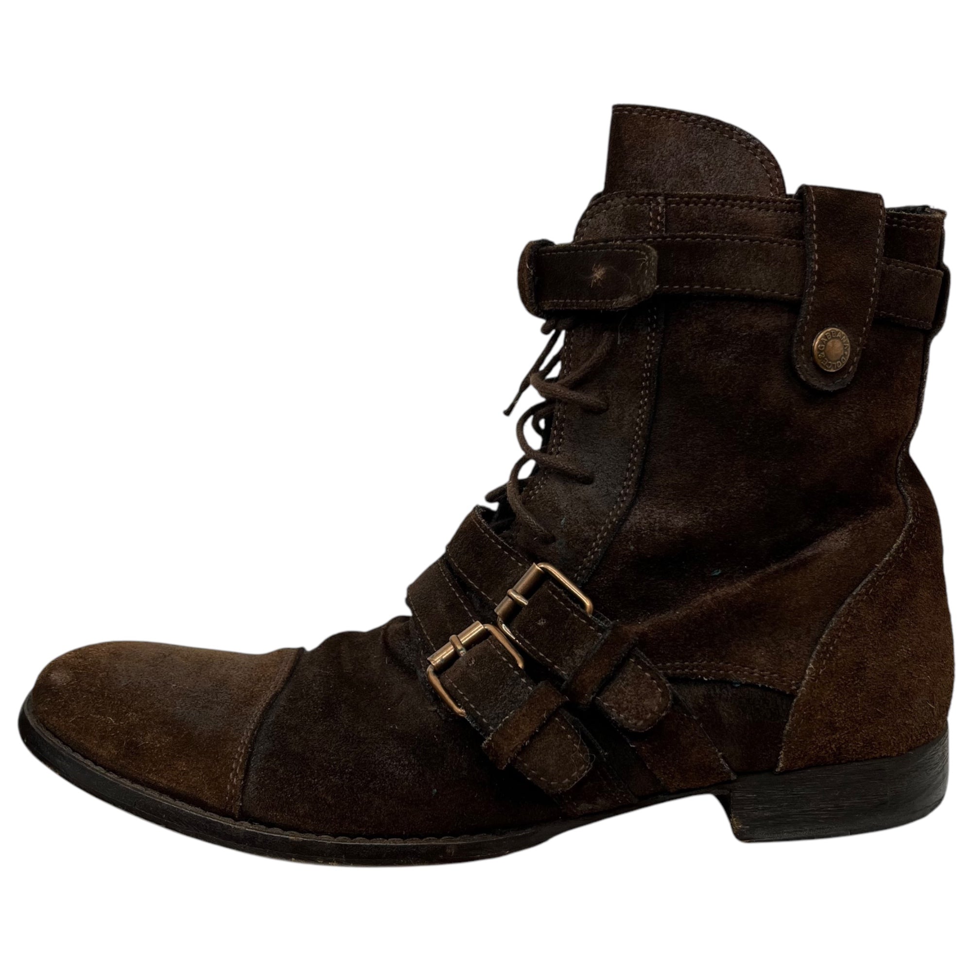 DOLCE&GABBANA(ドルチェ&ガッバーナドルガバ) suede belted boots スウェード ベルテッド ブーツ スエード ベルト 9(27.0cm程度) ブラウン