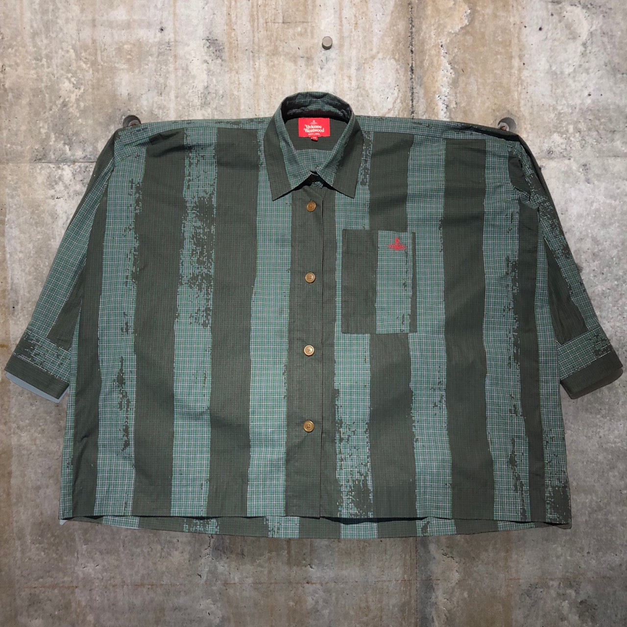 Vivienne Westwood RED LABEL(ヴィヴィアンウエストウッドレッドレーベル) オーブロゴオーバーサイズカモフラチェックシャツ 17-12-831001 00(FREE) グリーン