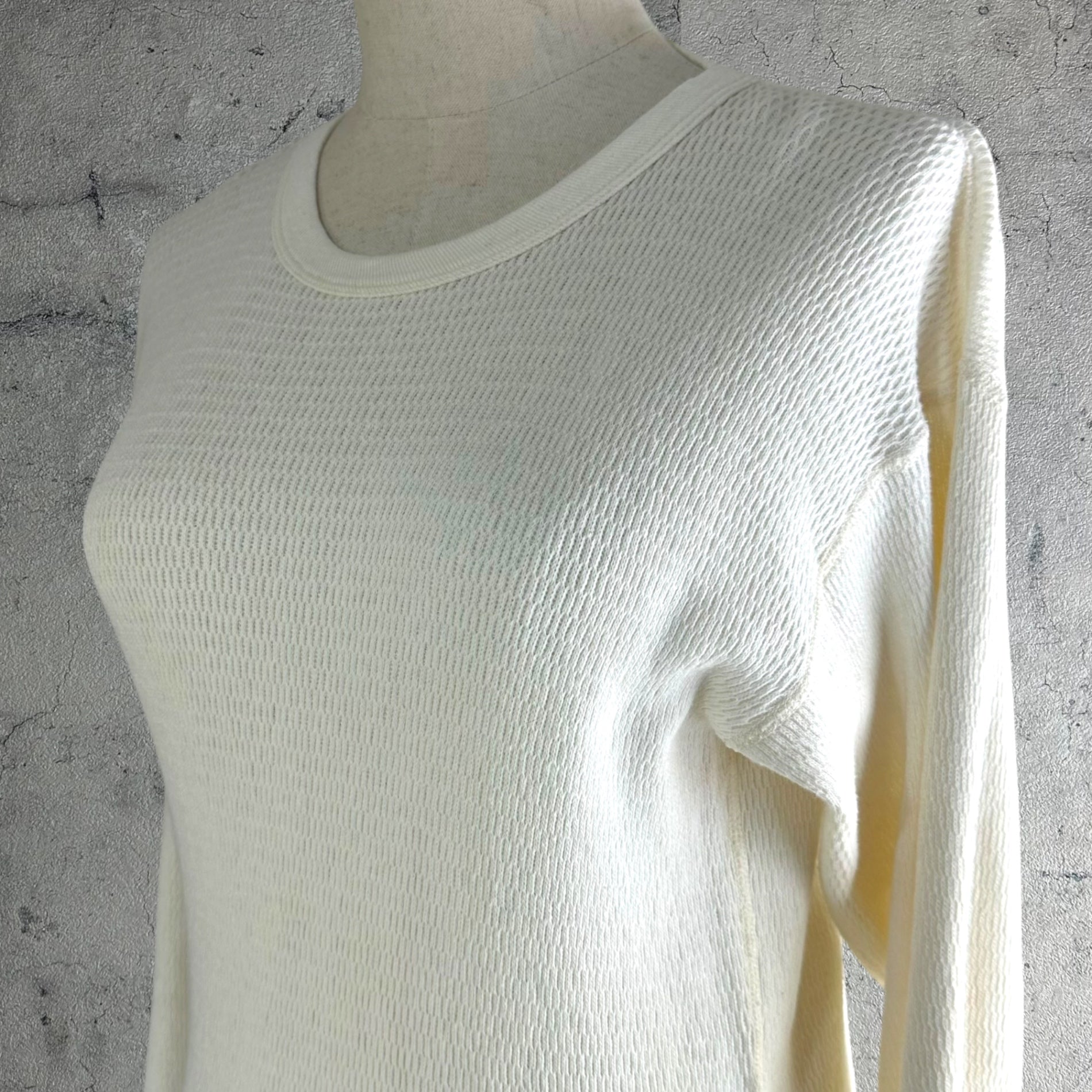 VINTAGE(ヴィンテージ) 70’s thermal cut and sew サーマルカットソー コットン100% 3(L~LLサイズ) ホワイト