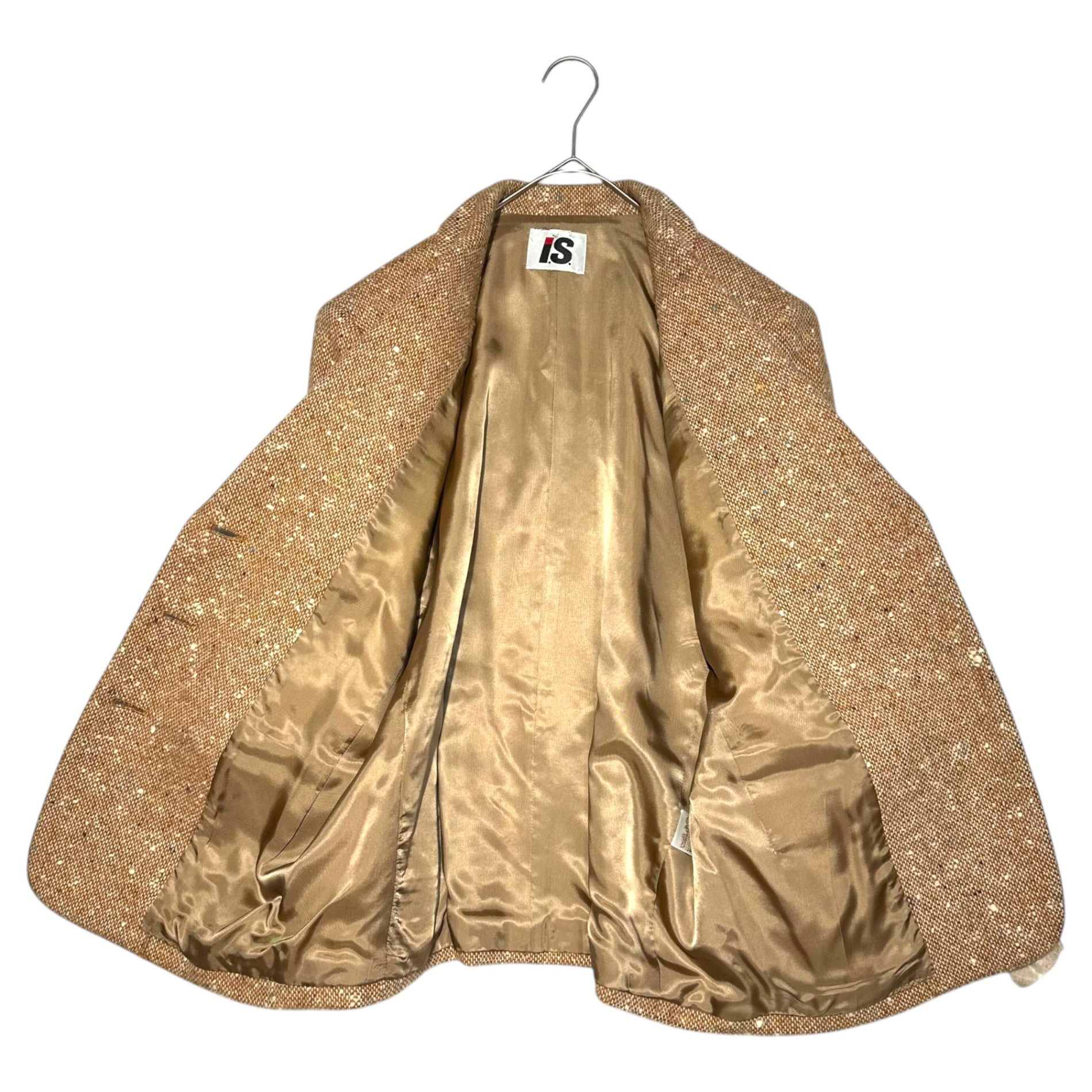 i.s. ISSEY MIYAKE(アイエス イッセイミヤケ) 91's Archive Wool Tweed Walnut Button Jacket 1991年 アーカイブ ウール ツイード クルミボタン ジャケット 90年代 IS14-FD027 M(メンズXS程度) ブラウン 稀少品