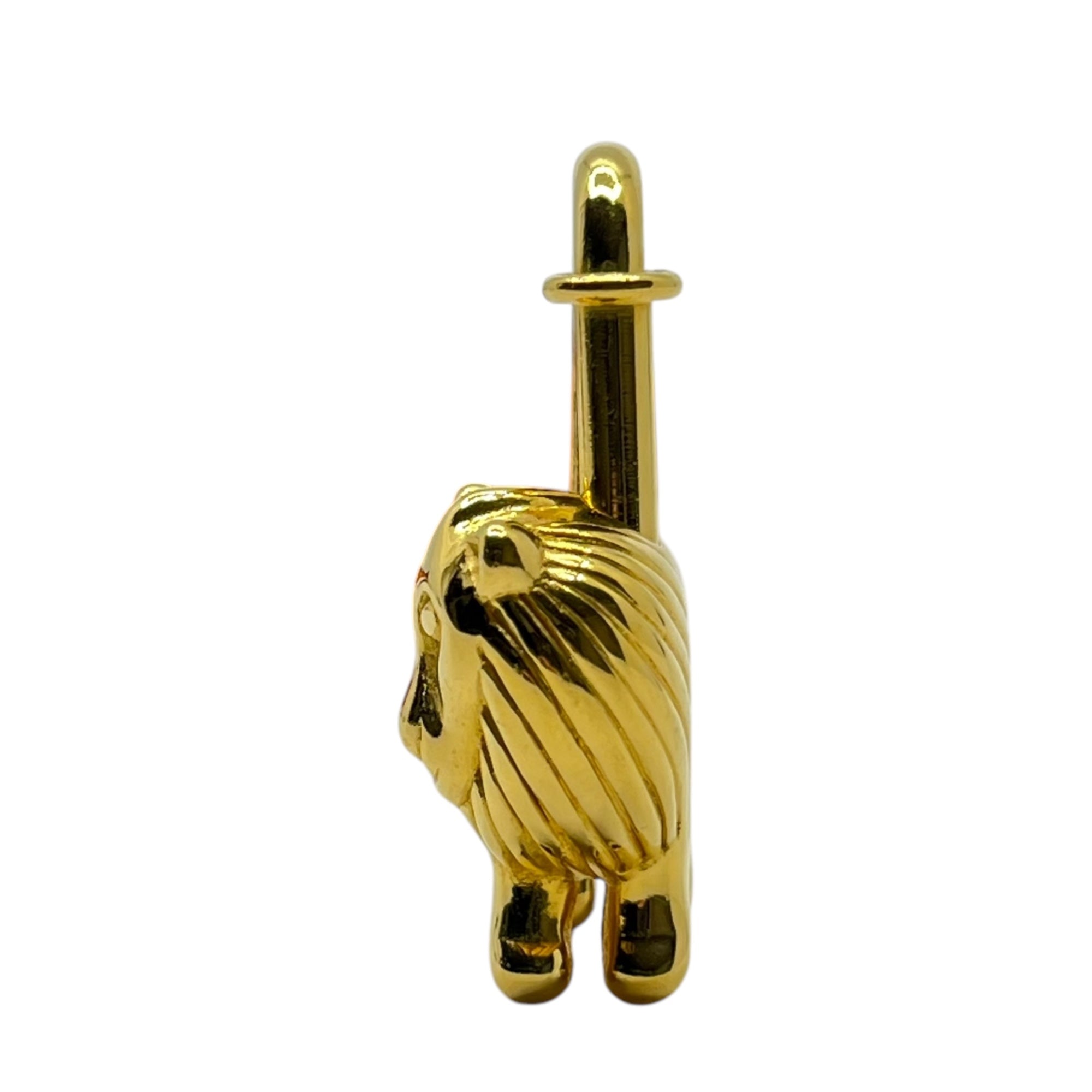 HERMES(エルメス) 1997年限定 lion cadena charm ライオン カデナ チャーム 年間テーマ 「I'Afrique」 アフリカ 百獣の王 ゴールド 箱付 ペンダントトップにも